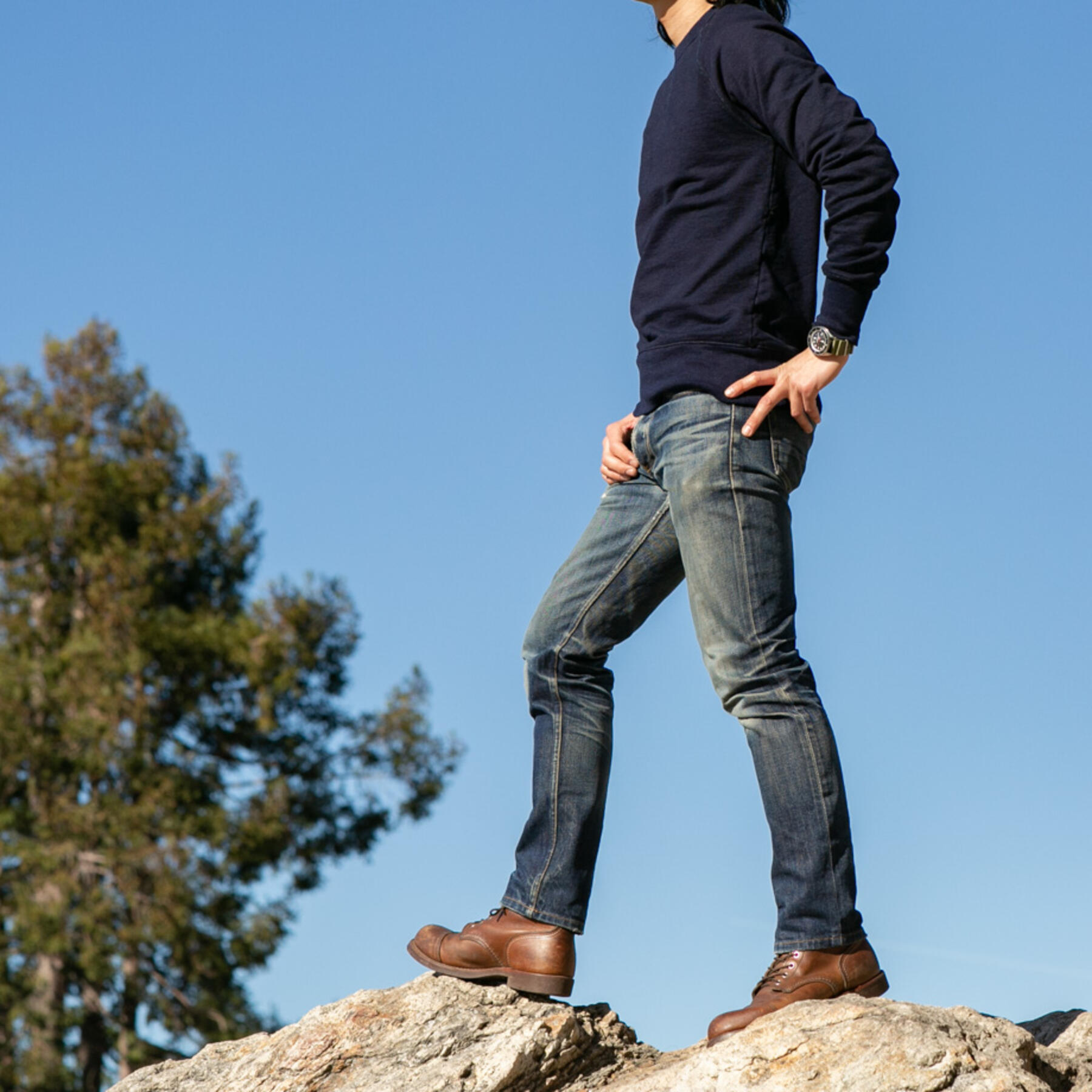 gustin dark indigo crewneck sweatshirt