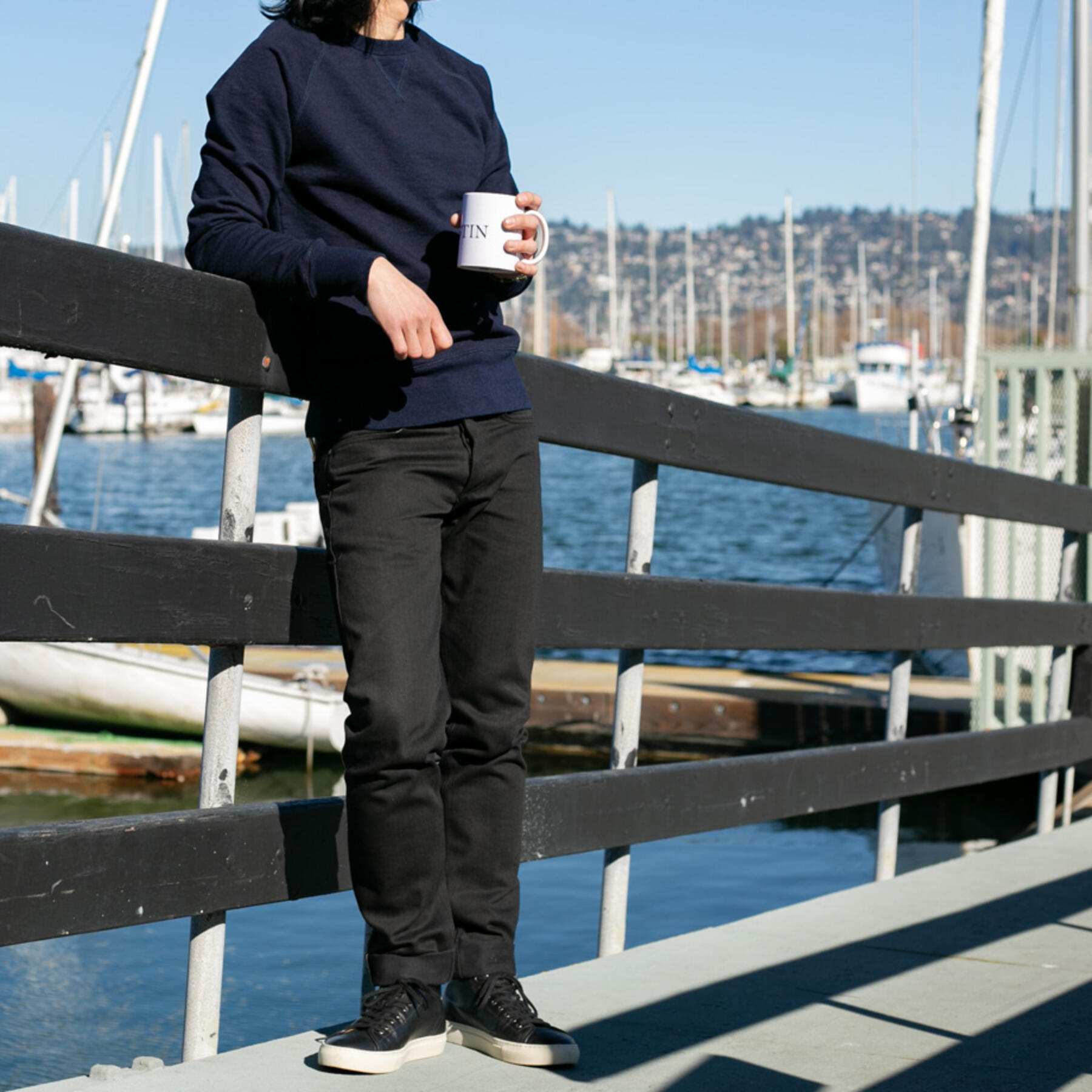 gustin dark indigo crewneck sweatshirt