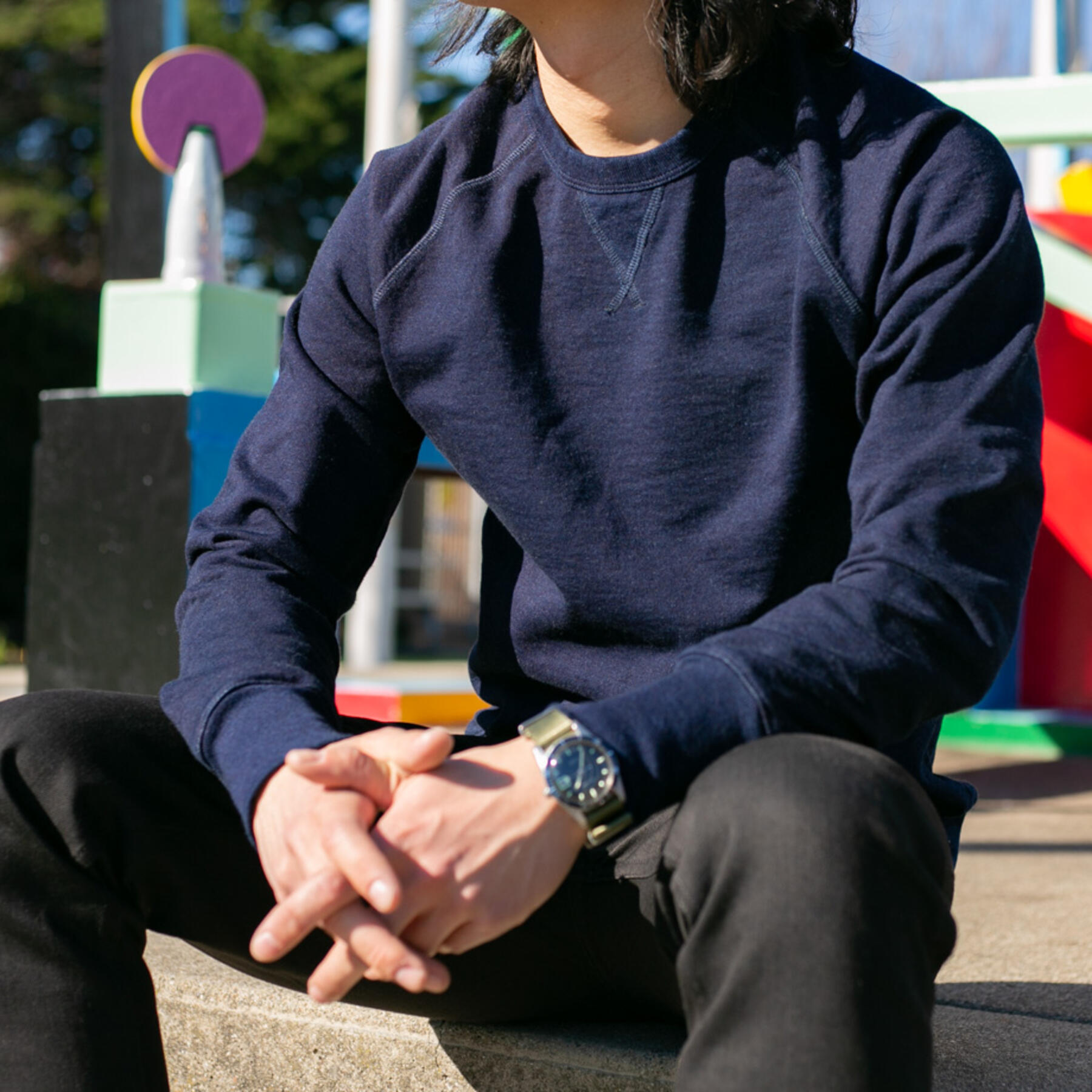 gustin dark indigo crewneck sweatshirt