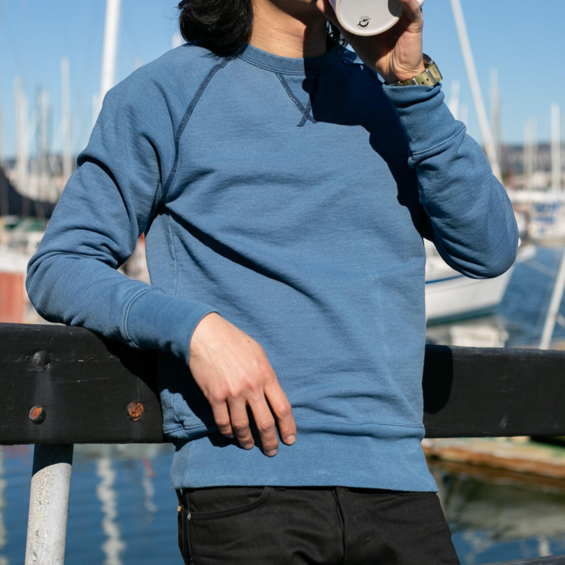 gustin indigo dye crewneck sweatshirt 2 pack