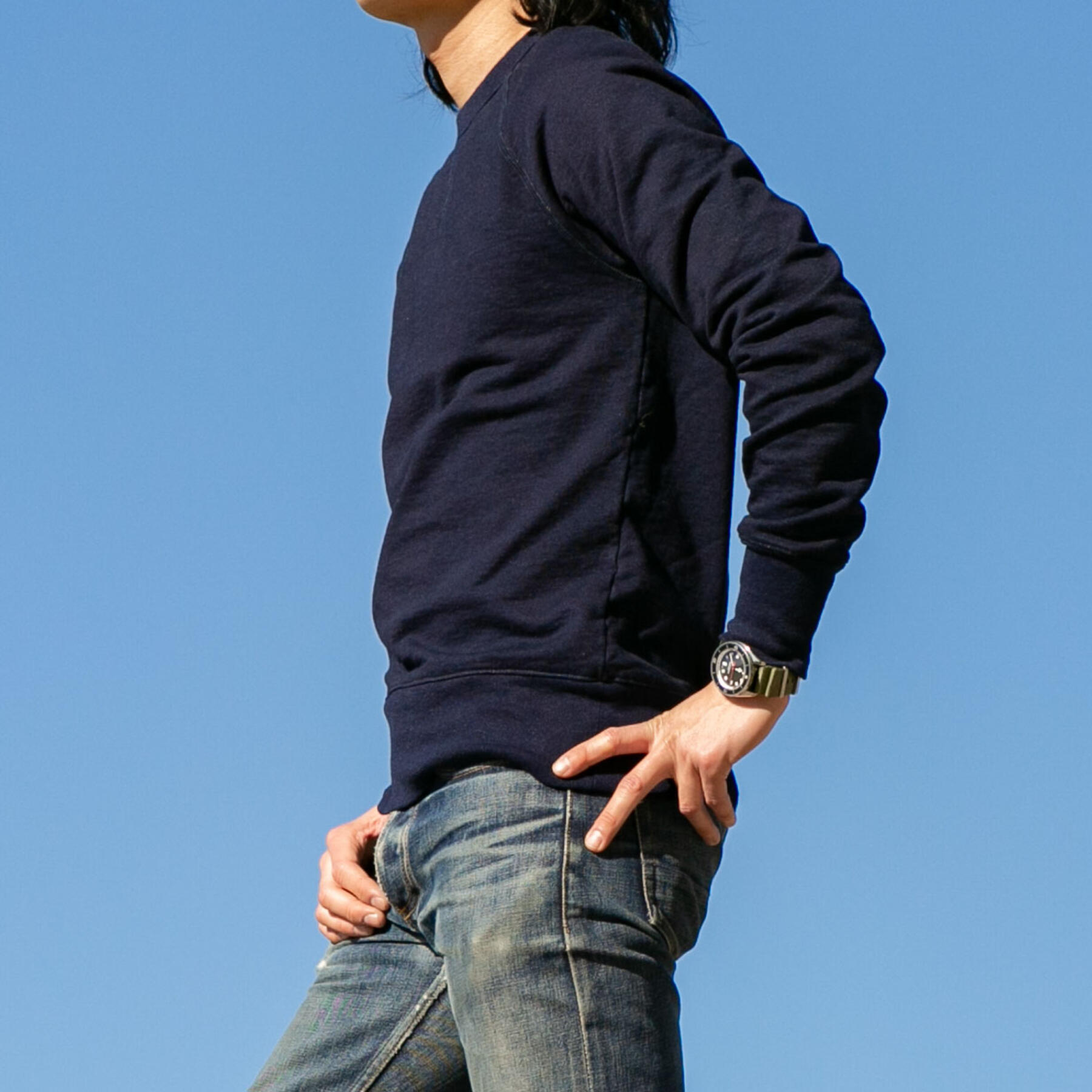 gustin indigo dye crewneck sweatshirt 2 pack