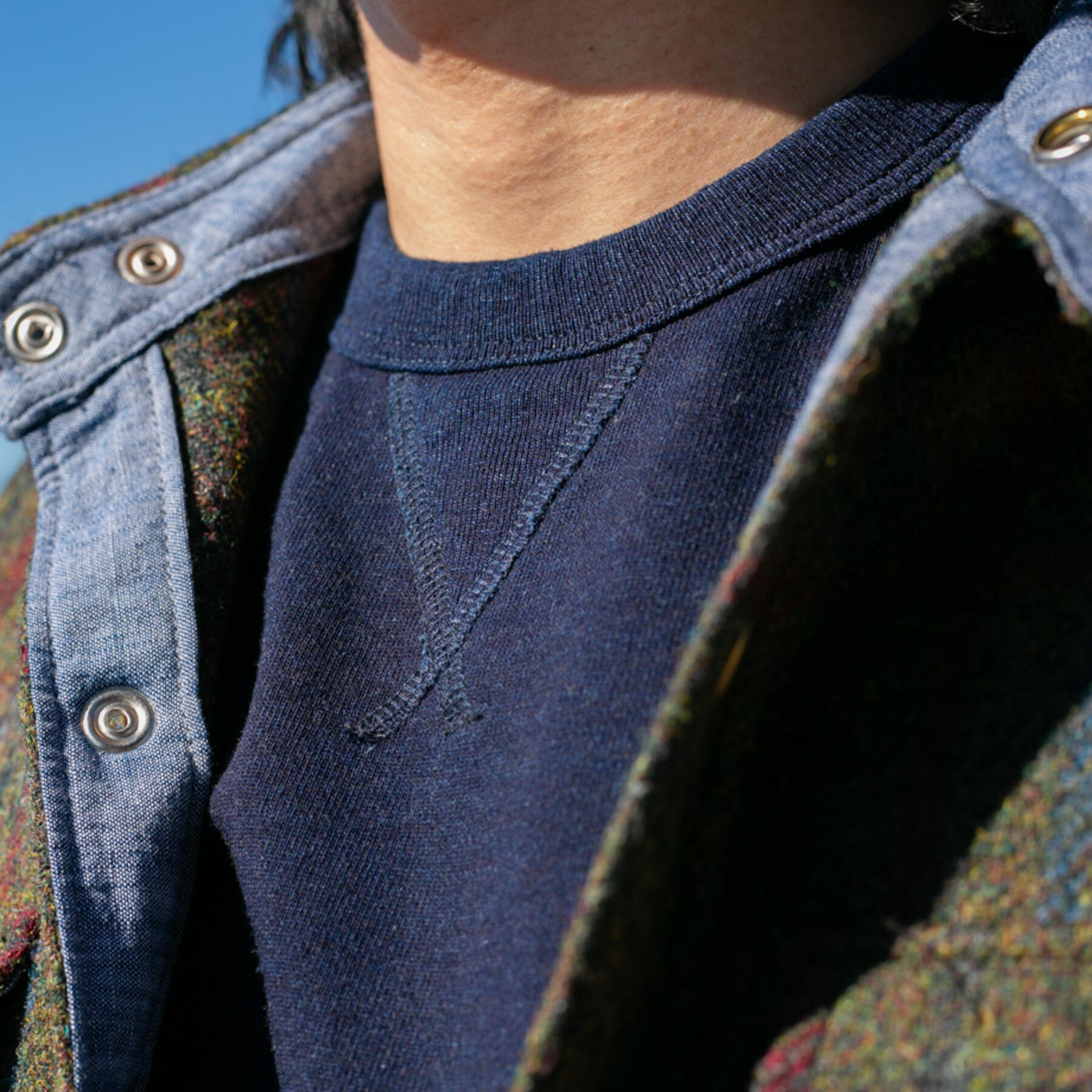 gustin indigo dye crewneck sweatshirt 2 pack