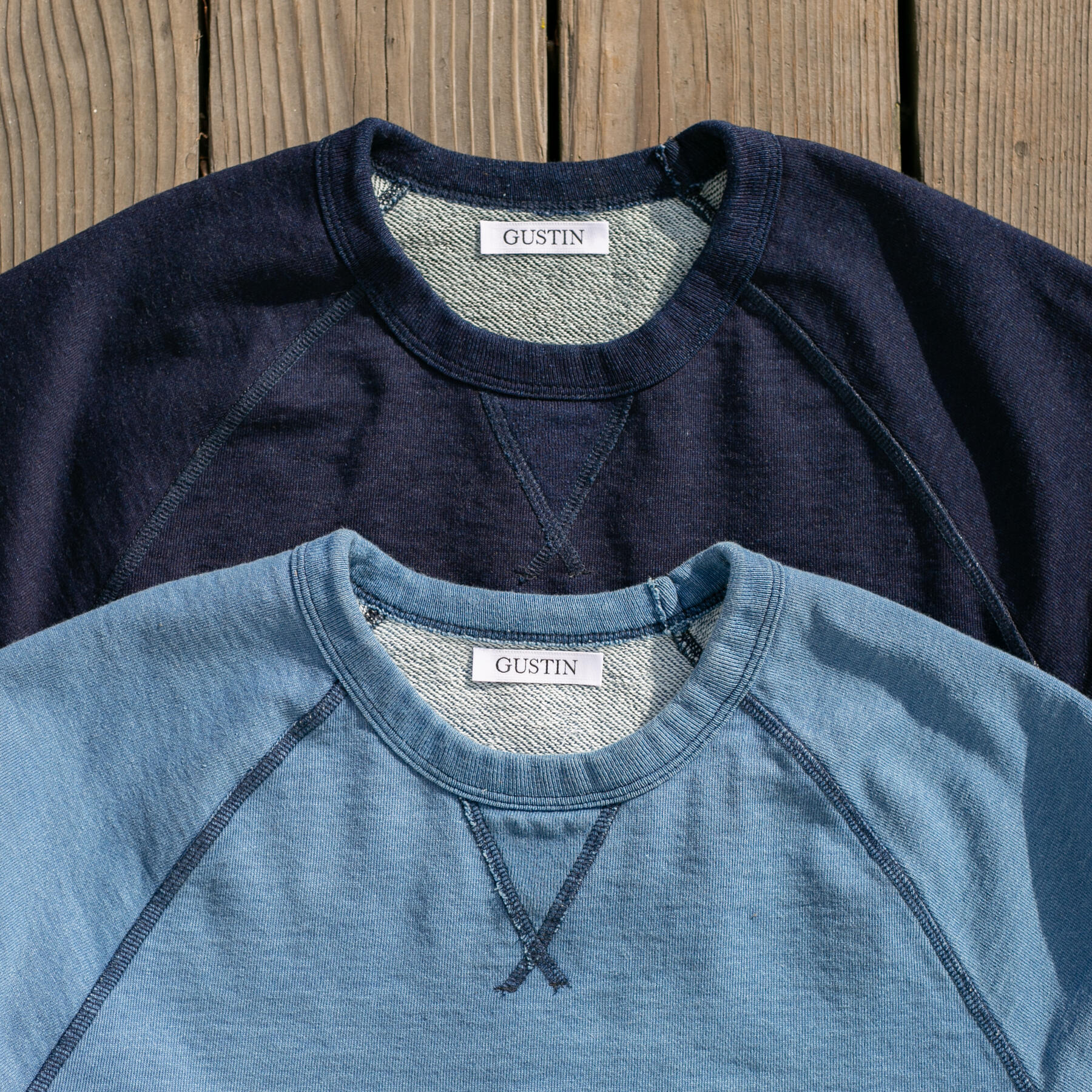 gustin indigo dye crewneck sweatshirt 2 pack