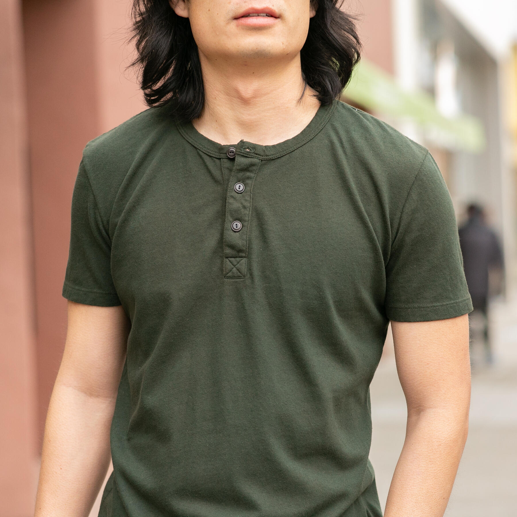 gustin short sleeve henley - dark olive