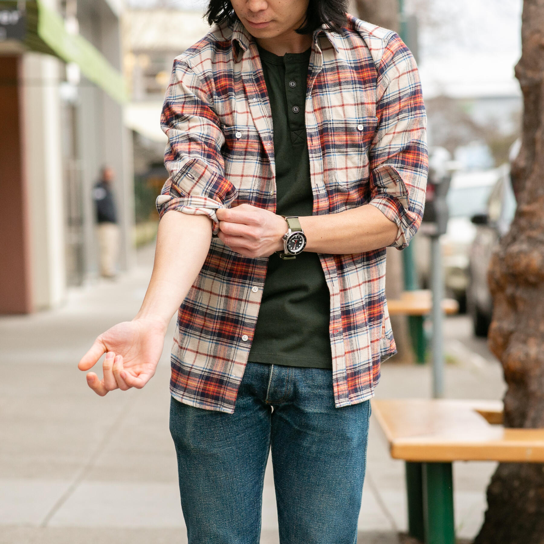 gustin short sleeve henley - dark olive
