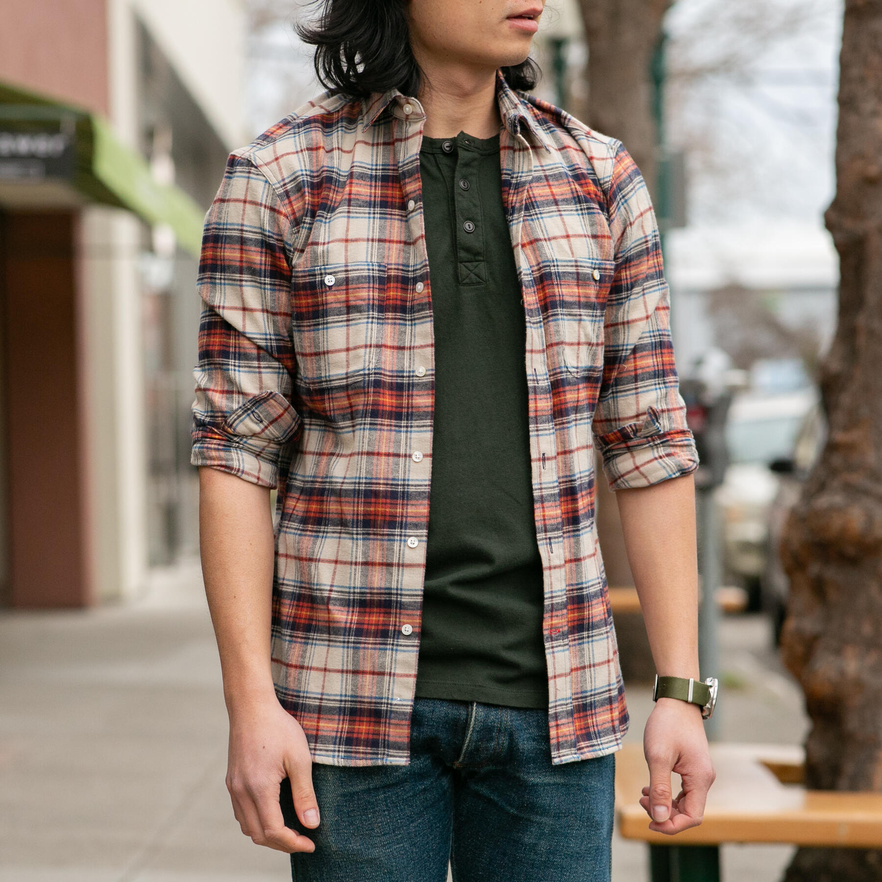 gustin short sleeve henley - dark olive