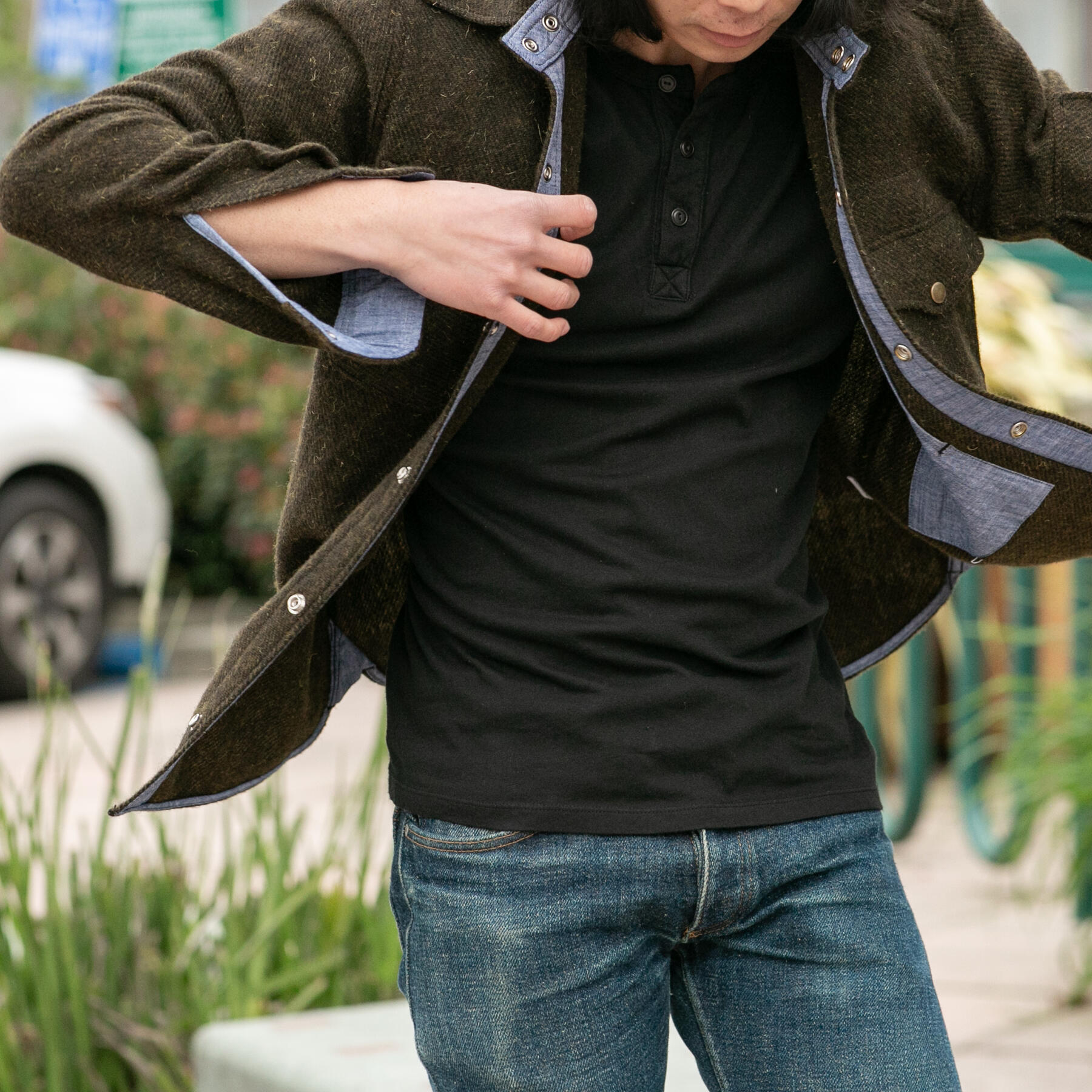 gustin short sleeve henley - black