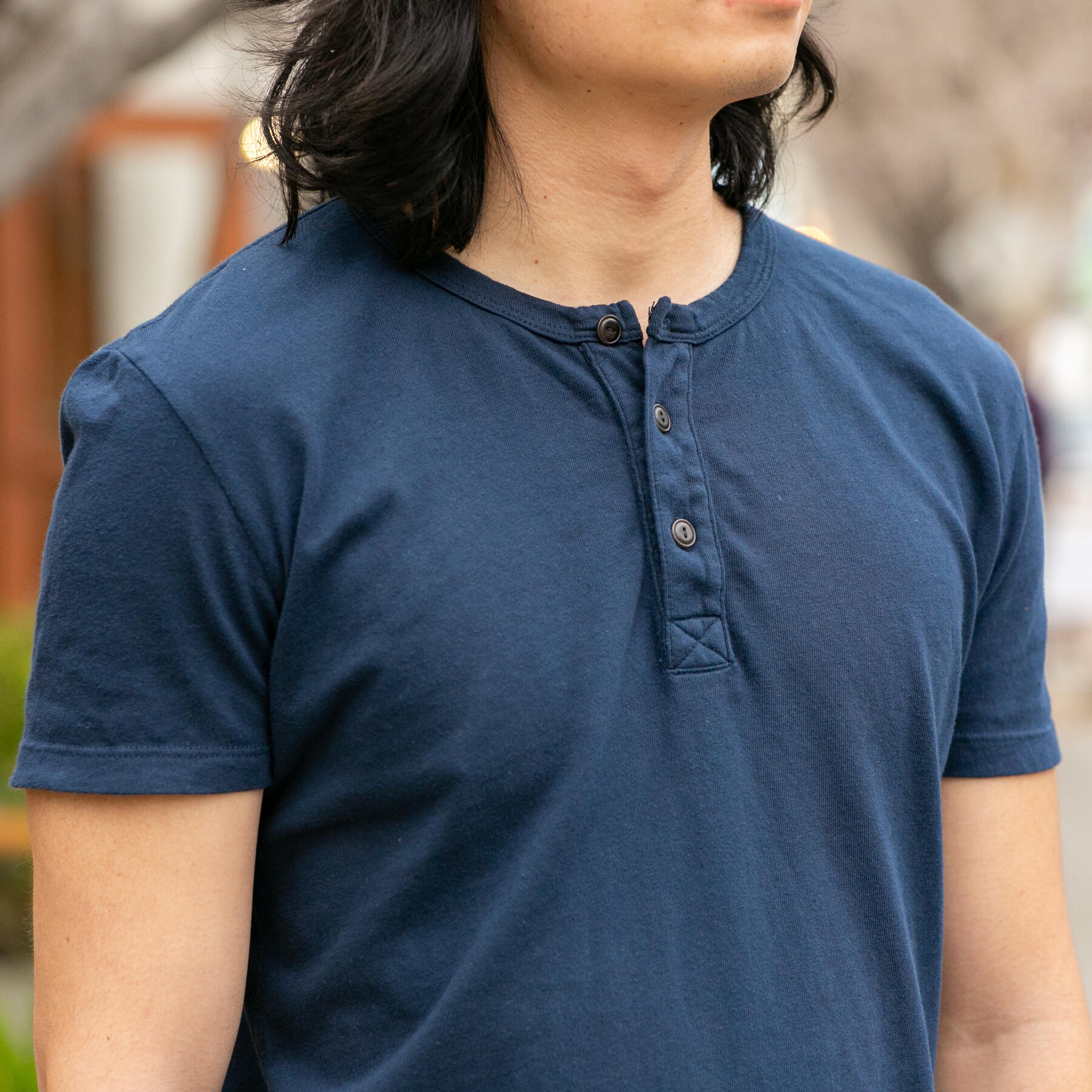 gustin short sleeve henley - navy