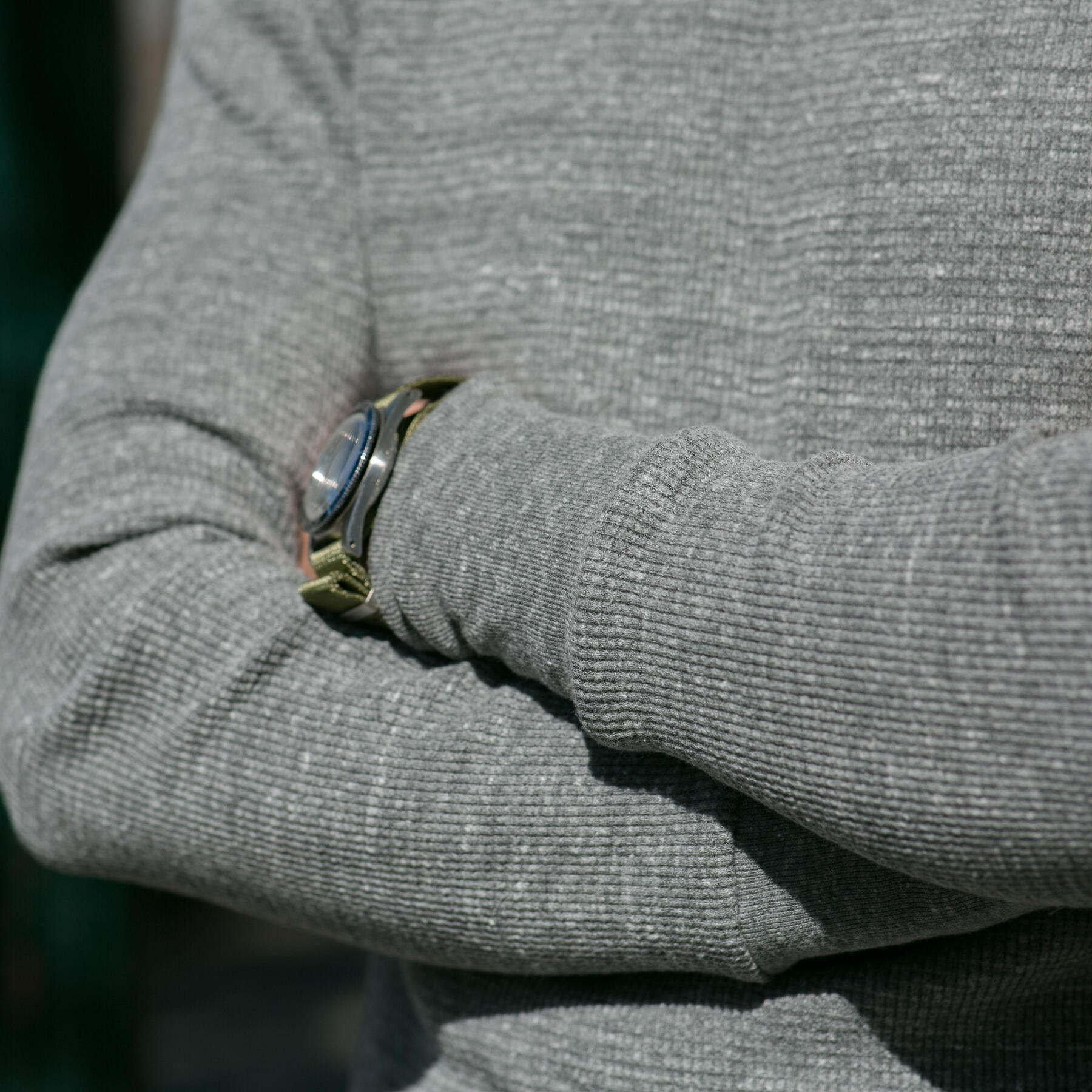 gustin waffle crewneck - heather grey