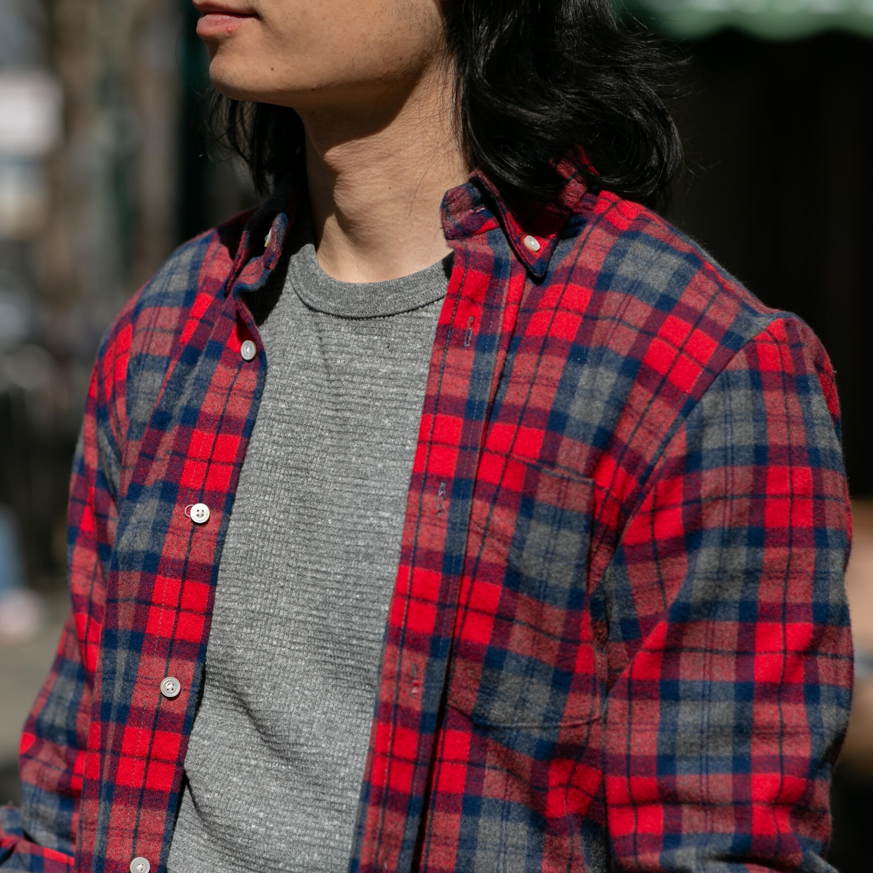 gustin waffle crewneck - heather grey
