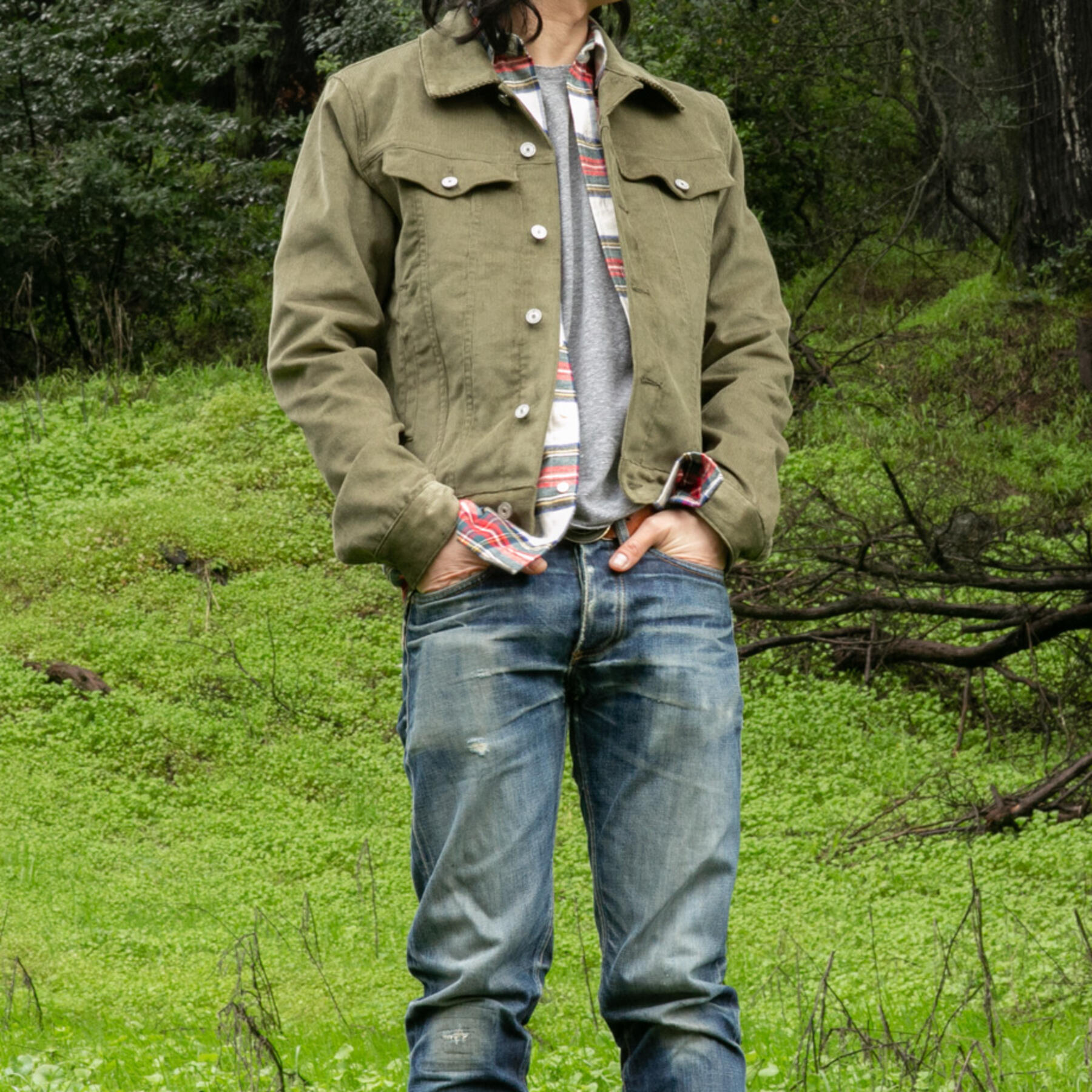 gustin corduroy trucker - olive