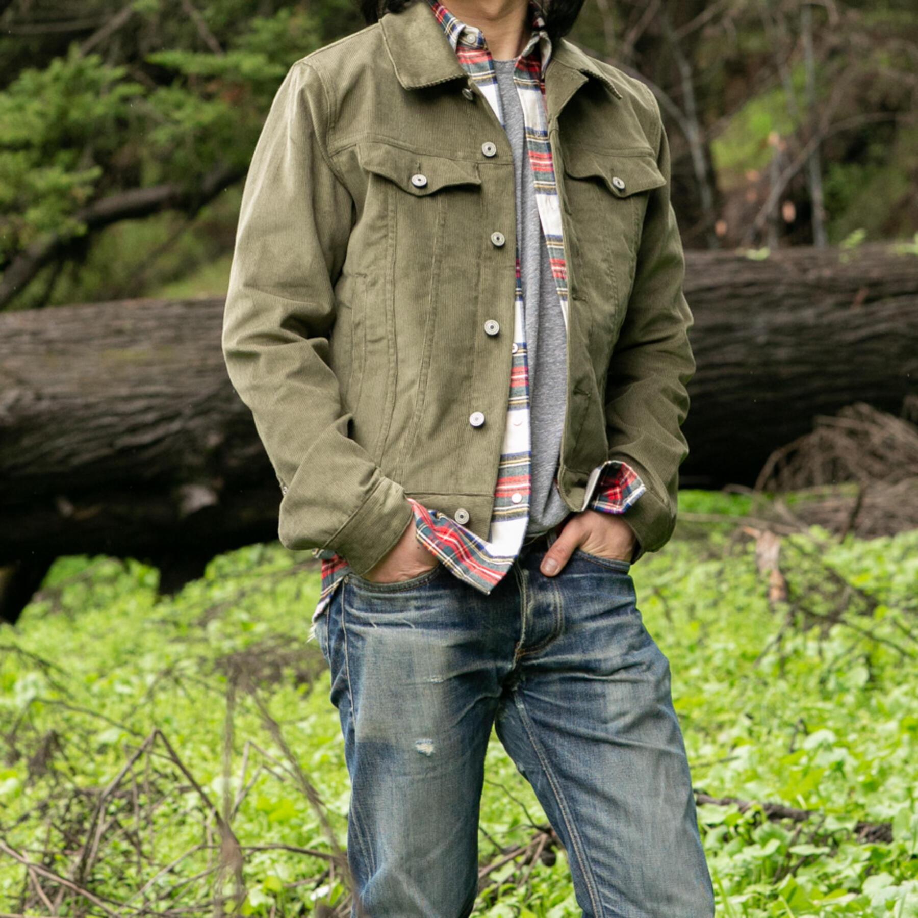 gustin corduroy trucker - olive