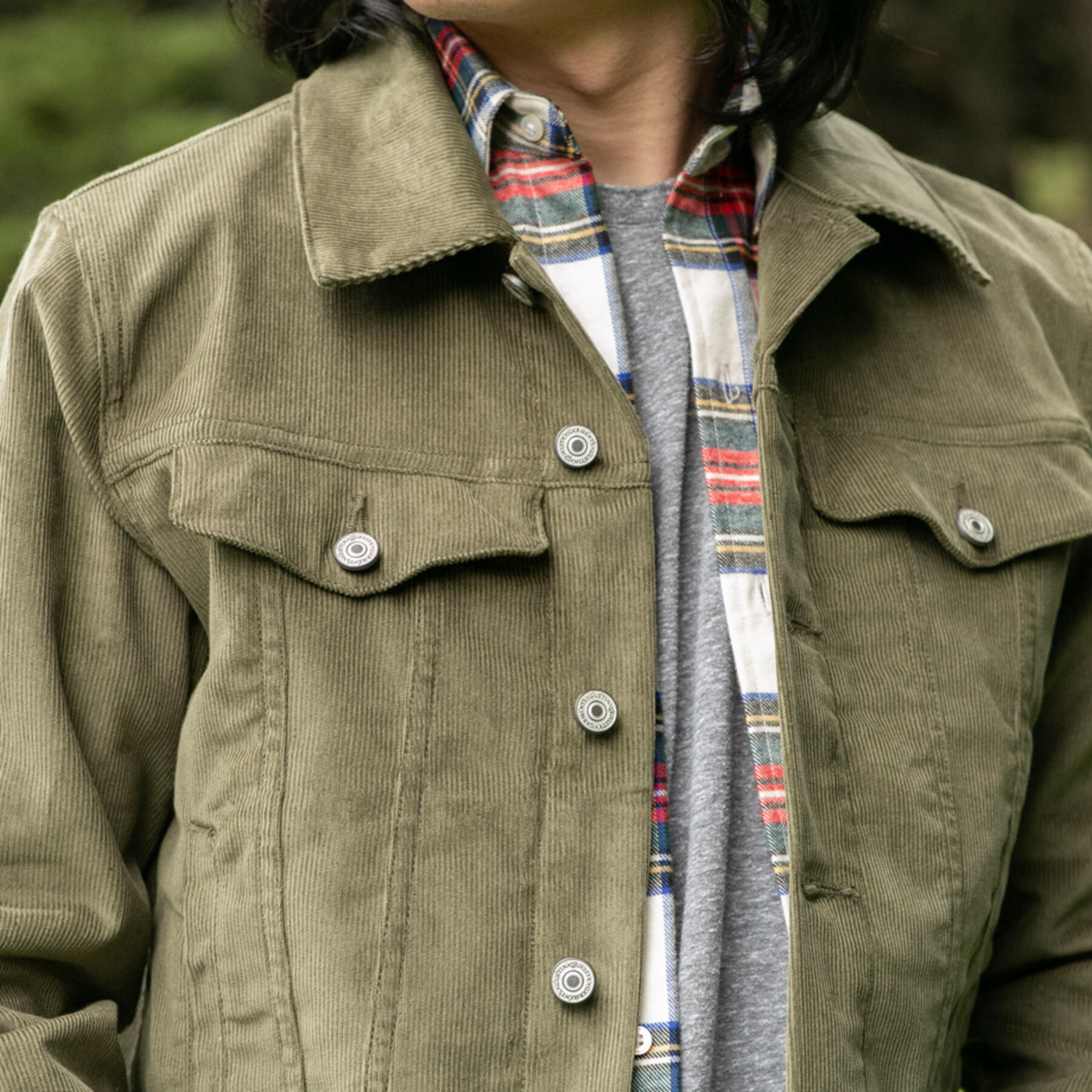 gustin corduroy trucker - olive