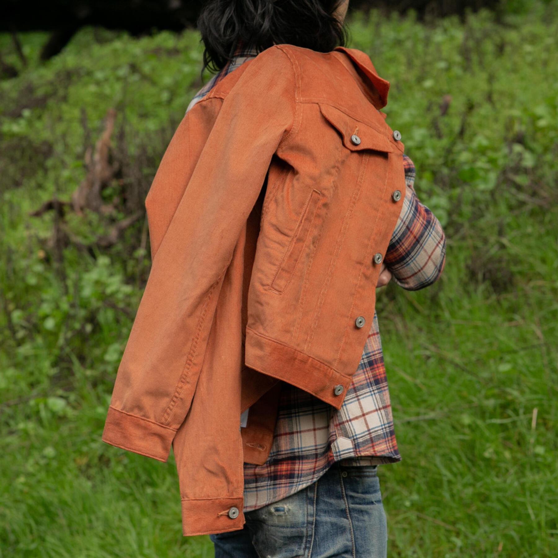 gustin corduroy trucker - orange rust