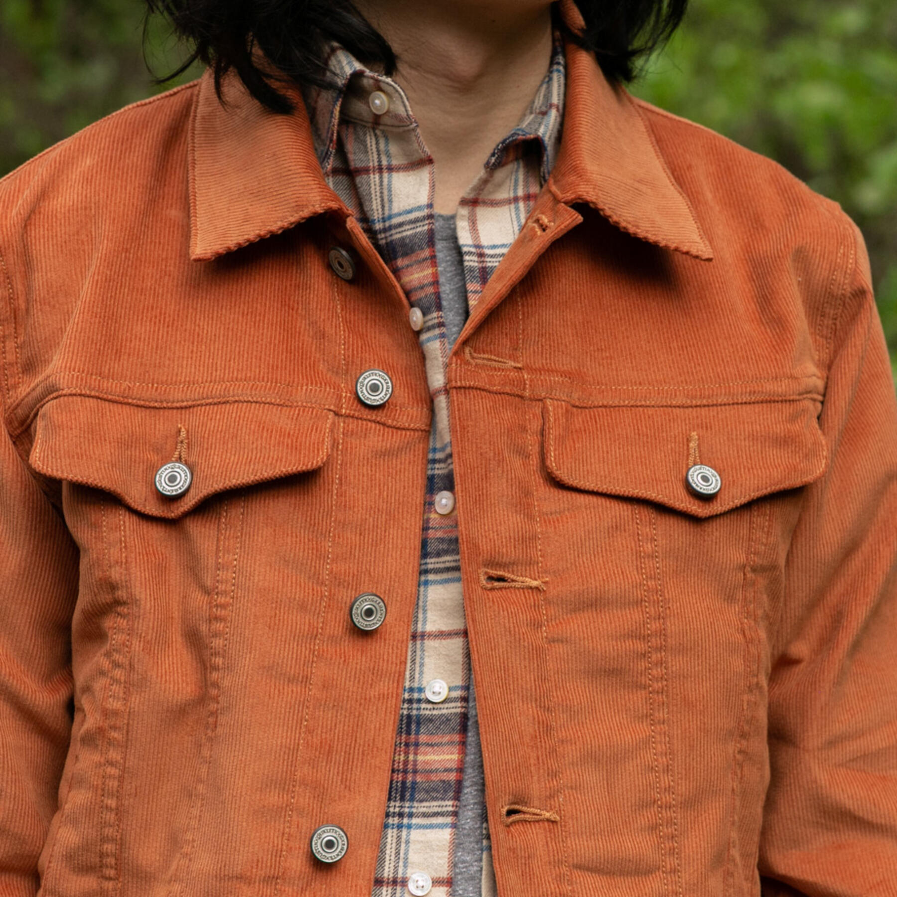 gustin corduroy trucker - orange rust