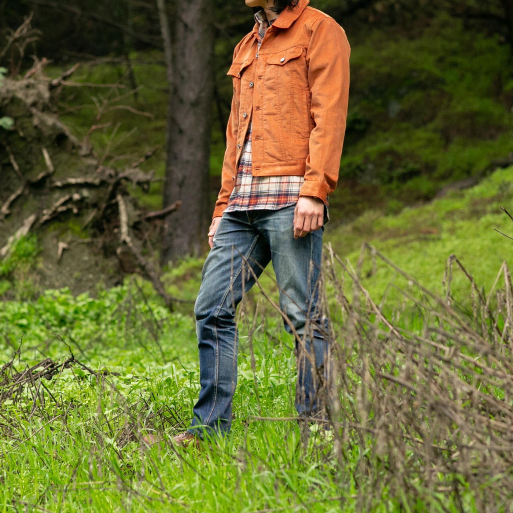 gustin corduroy trucker - orange rust