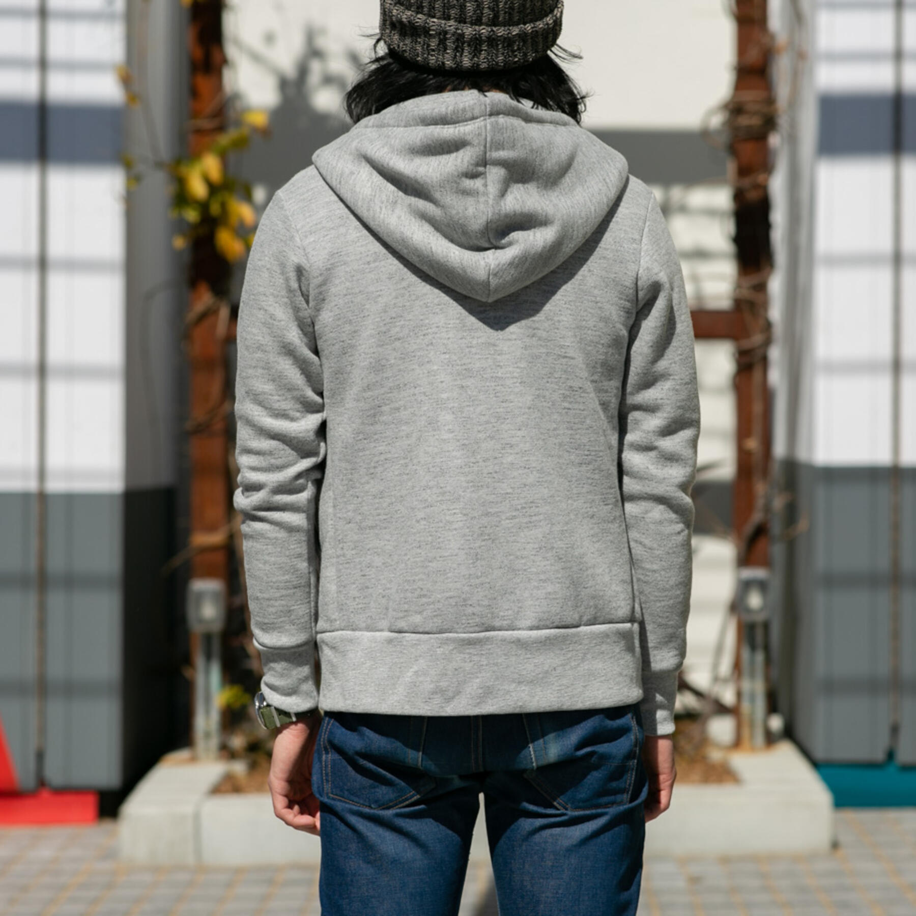 gustin twisted yarn fleece zip hoodie - heather grey