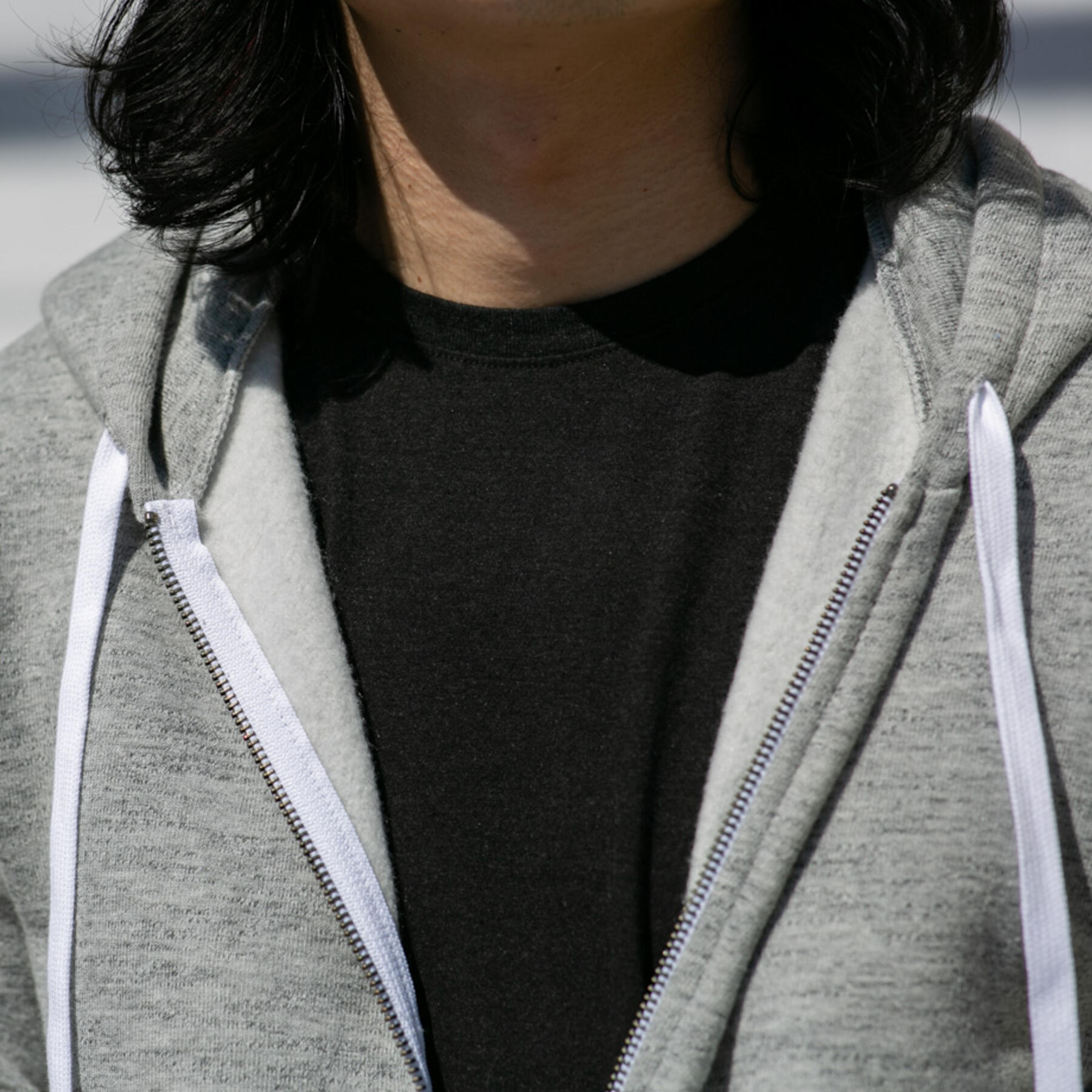 gustin twisted yarn fleece zip hoodie - heather grey