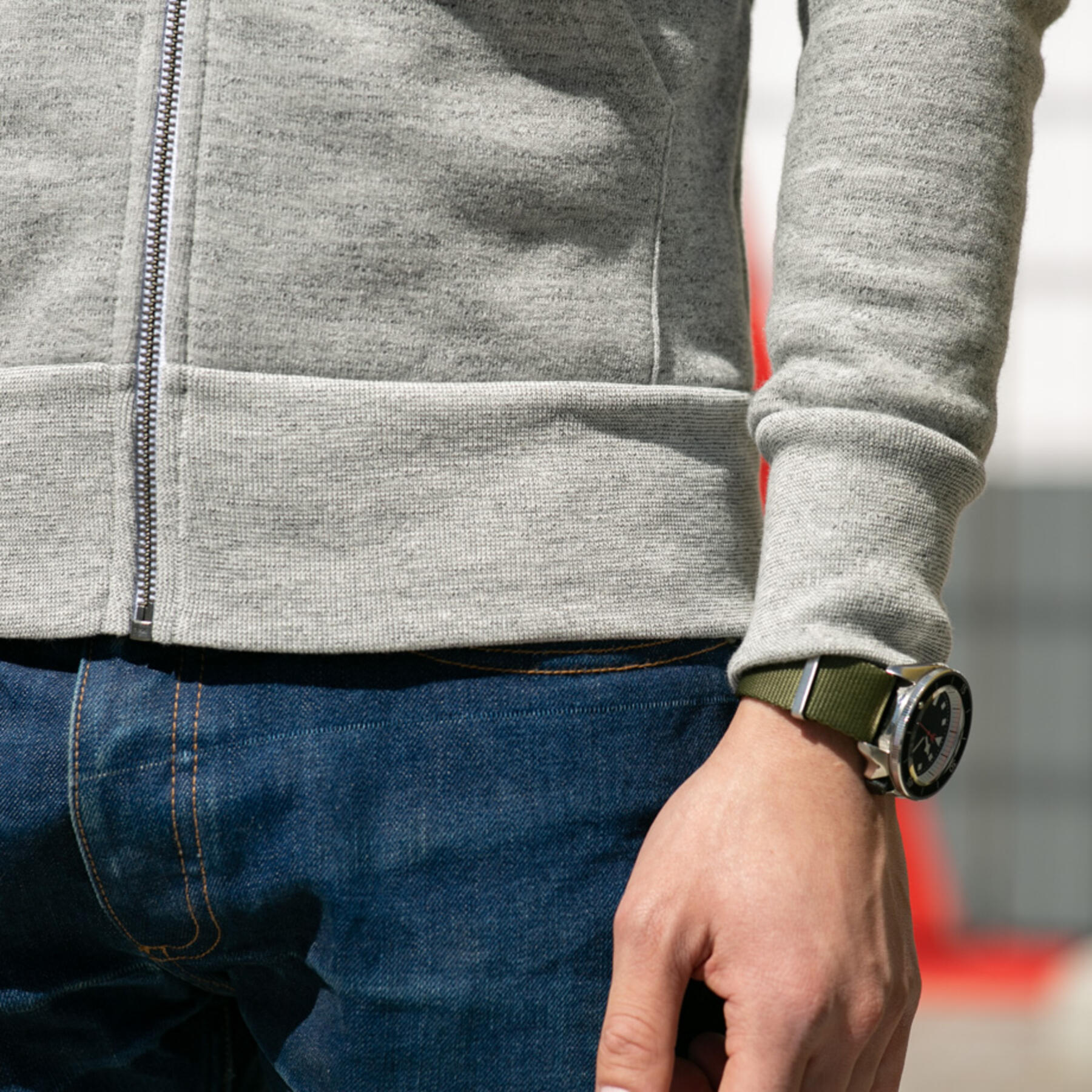 gustin twisted yarn fleece zip hoodie - heather grey