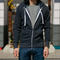 gustin twisted yarn fleece zip hoodie - navy