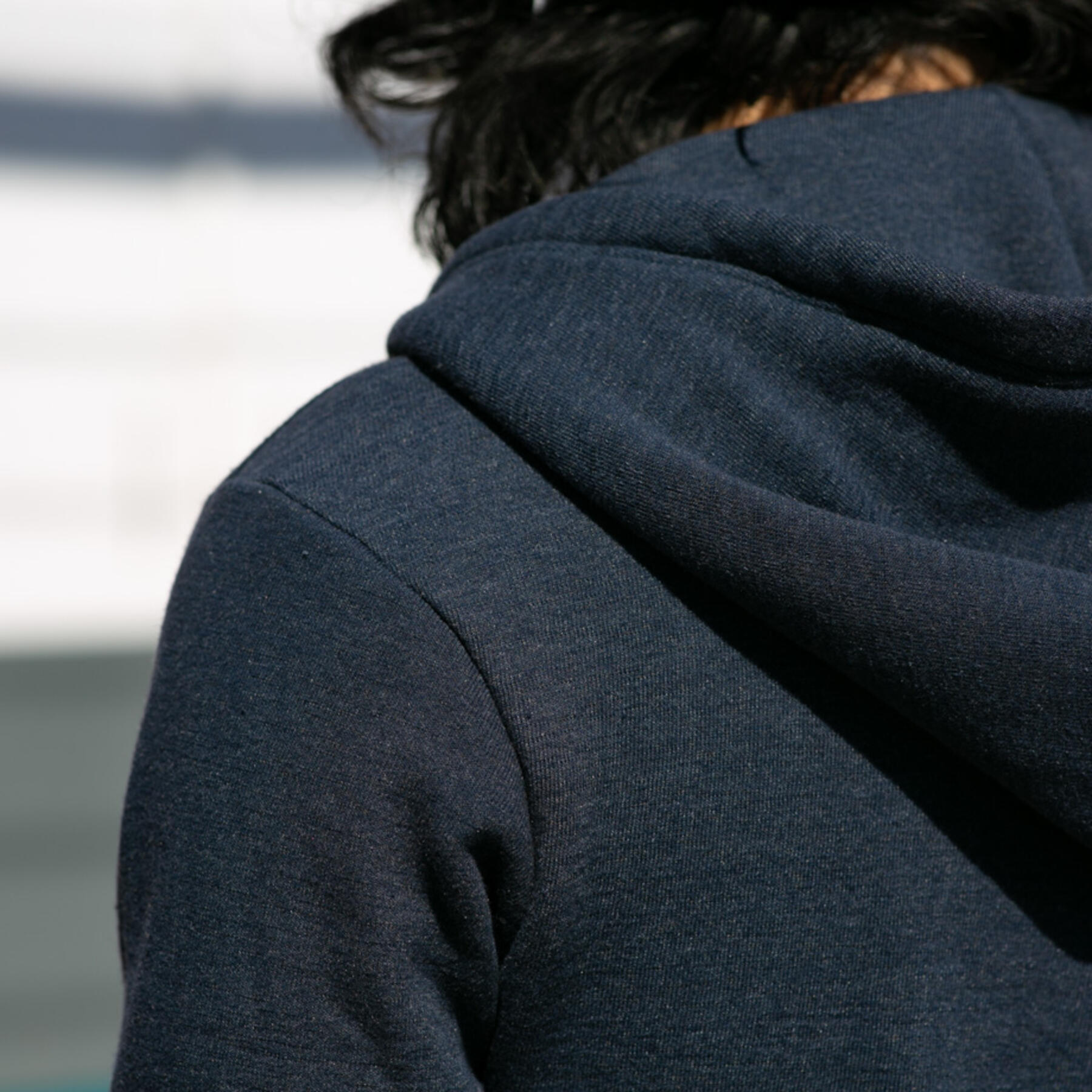 gustin twisted yarn fleece zip hoodie - navy