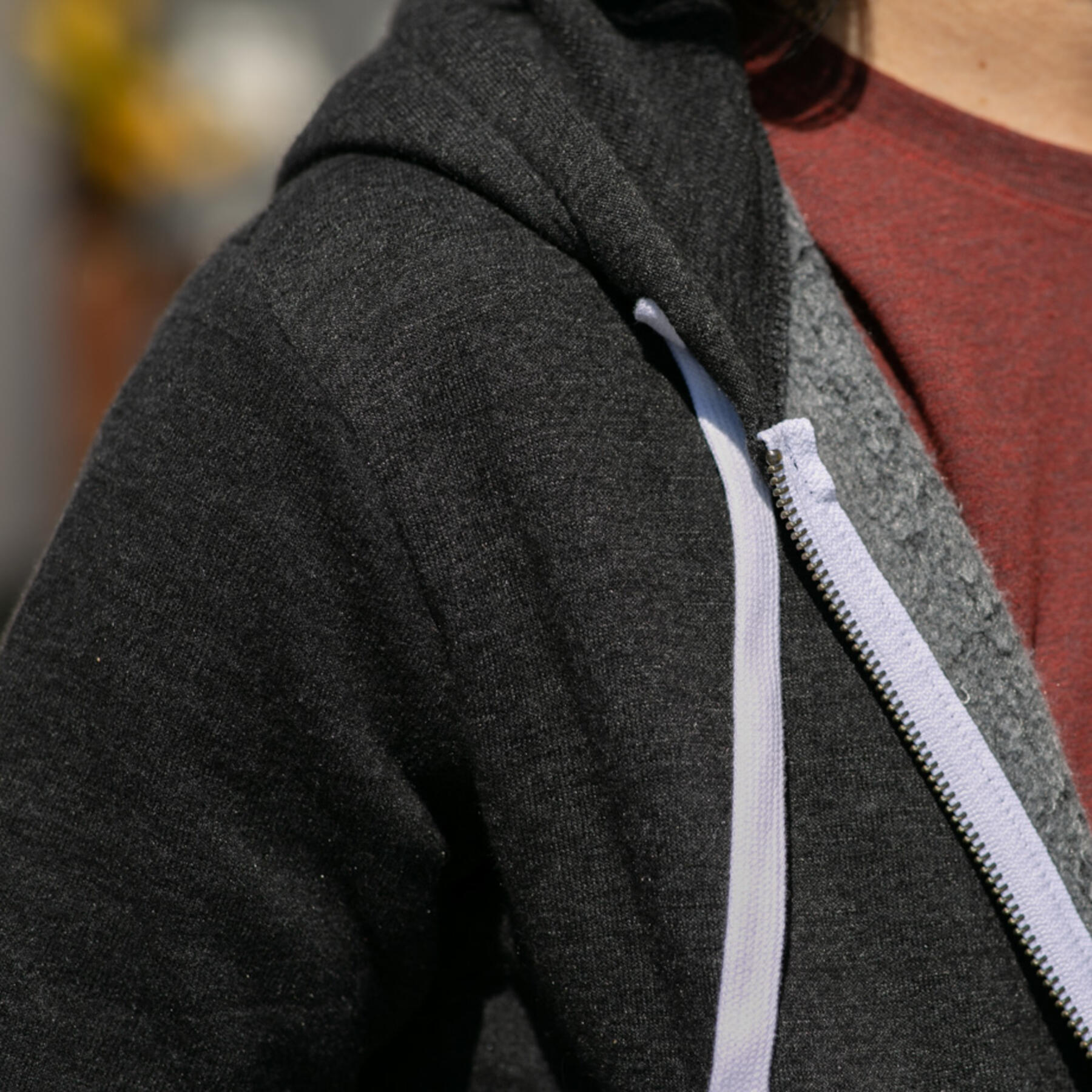 gustin twisted yarn fleece zip hoodie - black
