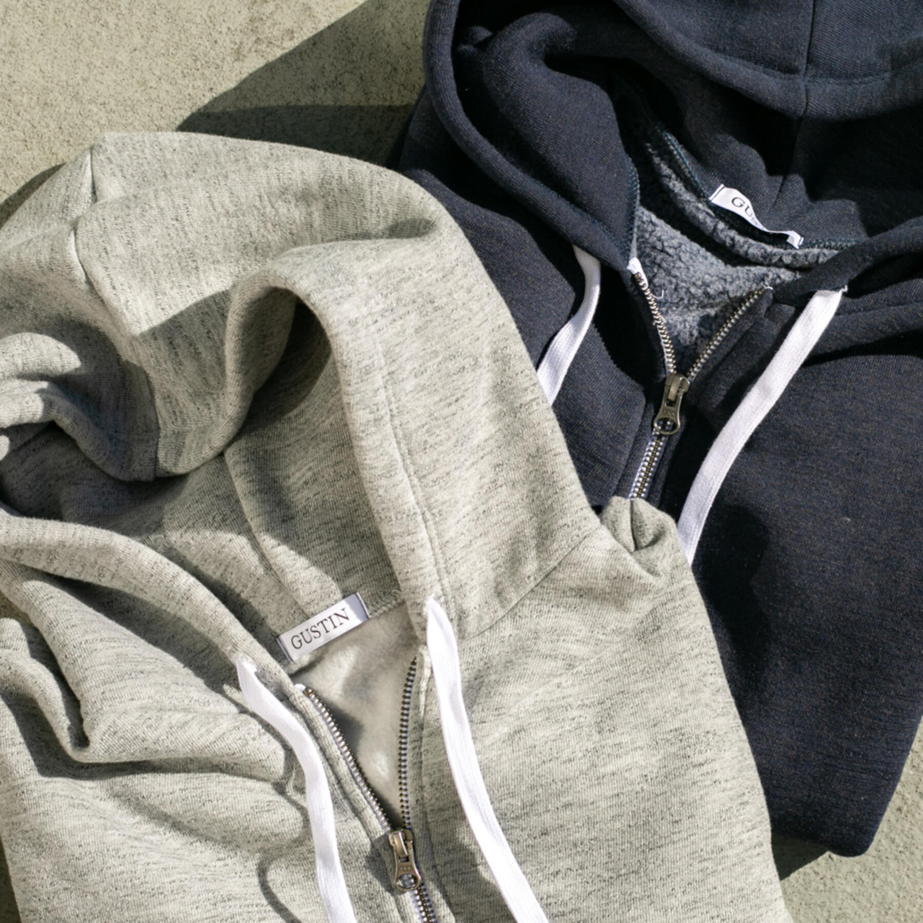 gustin twisted yarn fleece zip hoodie 2 pack (heather grey, navy)