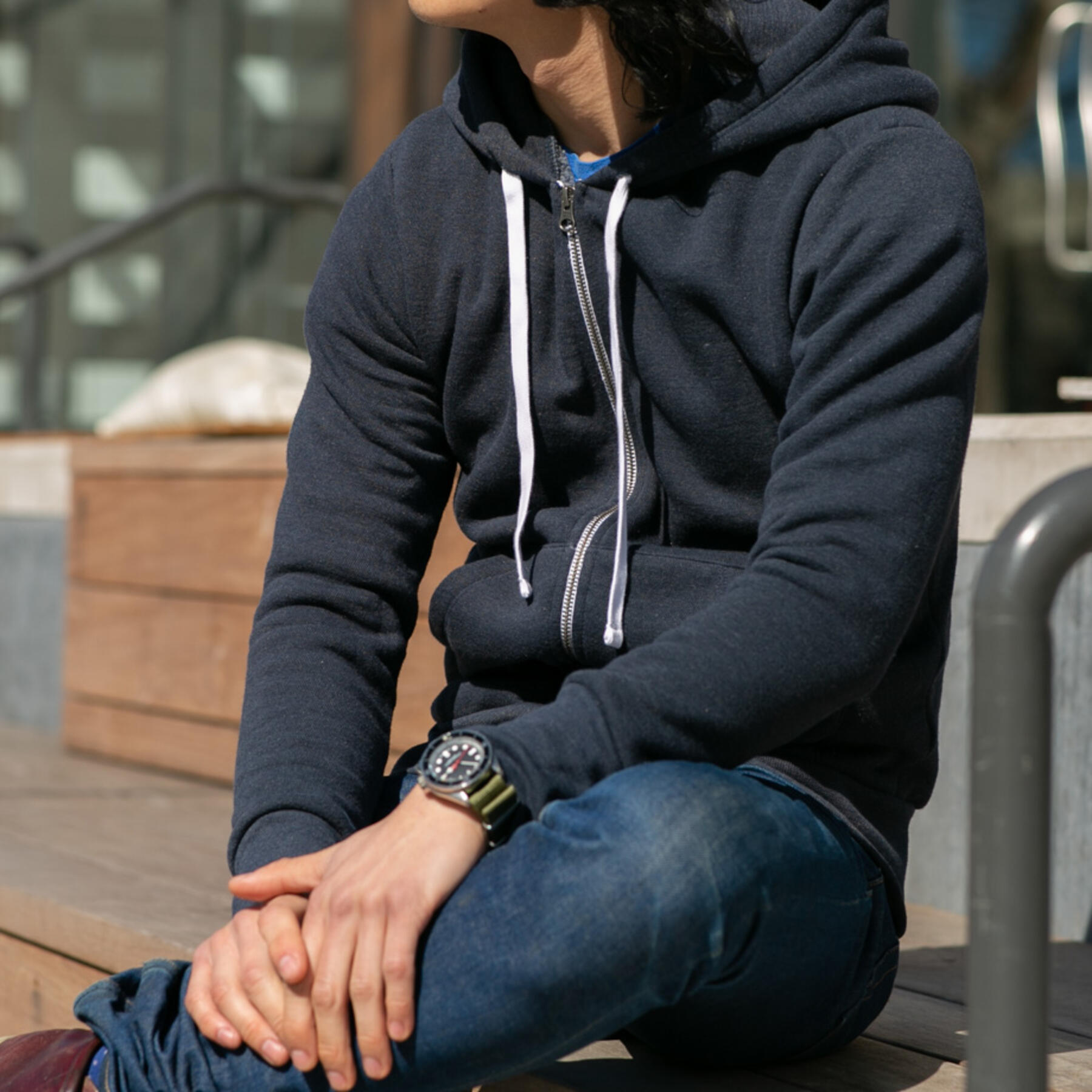 gustin twisted yarn fleece zip hoodie 2 pack (heather grey, navy)