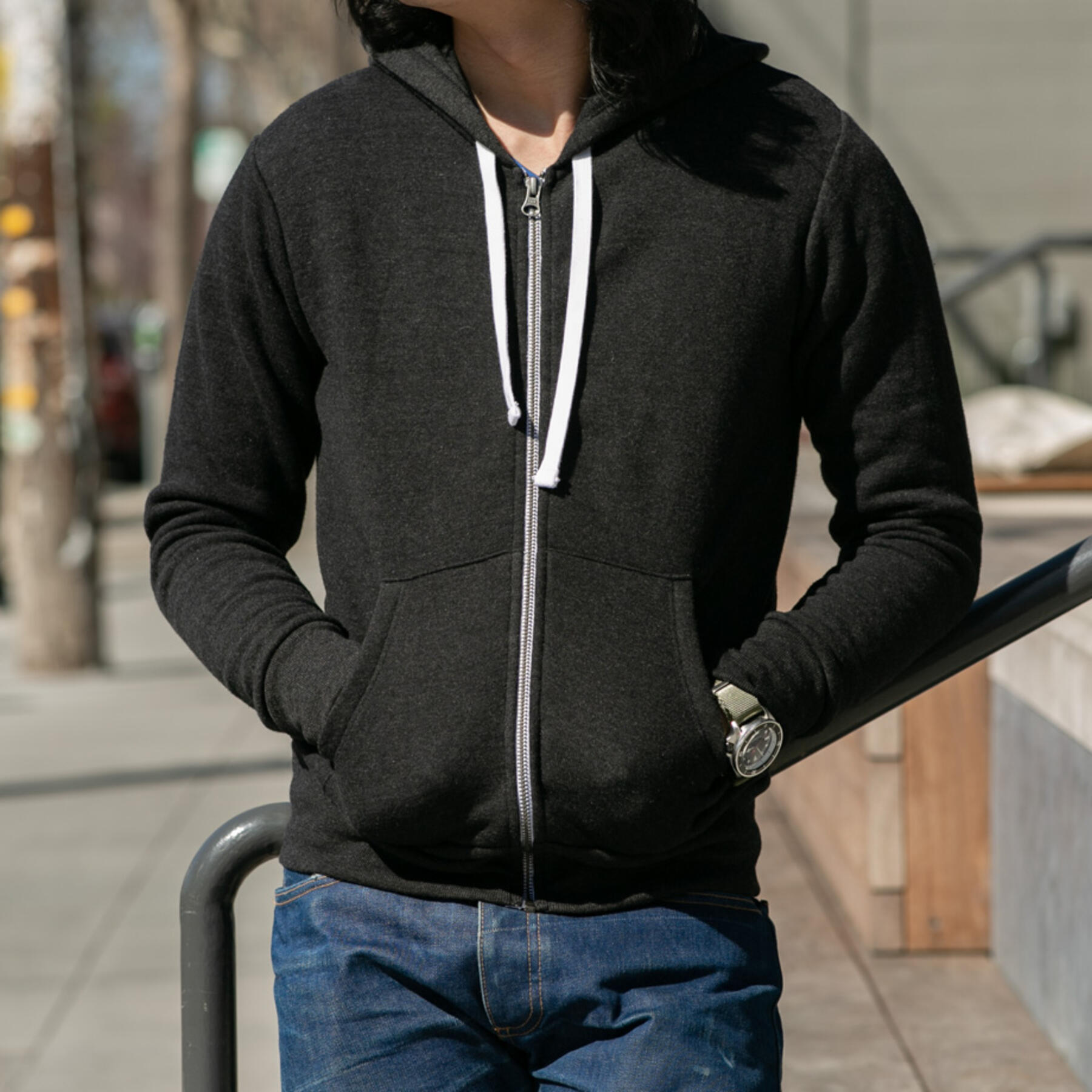 gustin twisted yarn fleece zip hoodie 2 pack (heather grey, black)