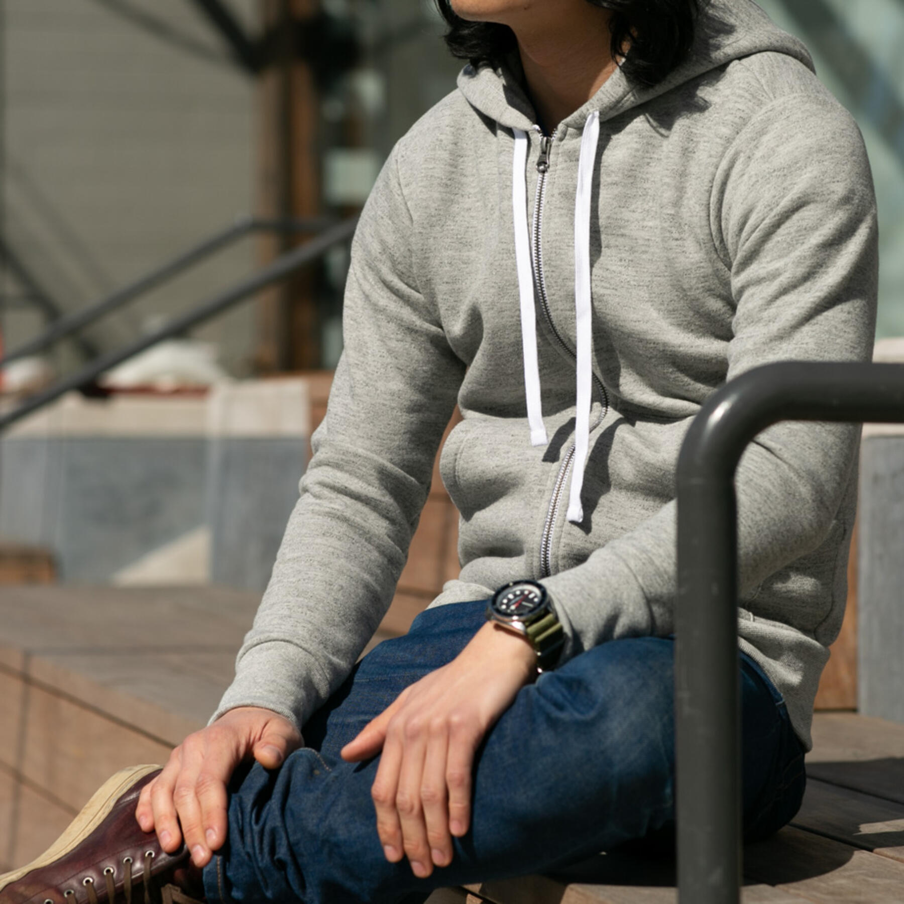 gustin twisted yarn fleece zip hoodie 2 pack (heather grey, black)