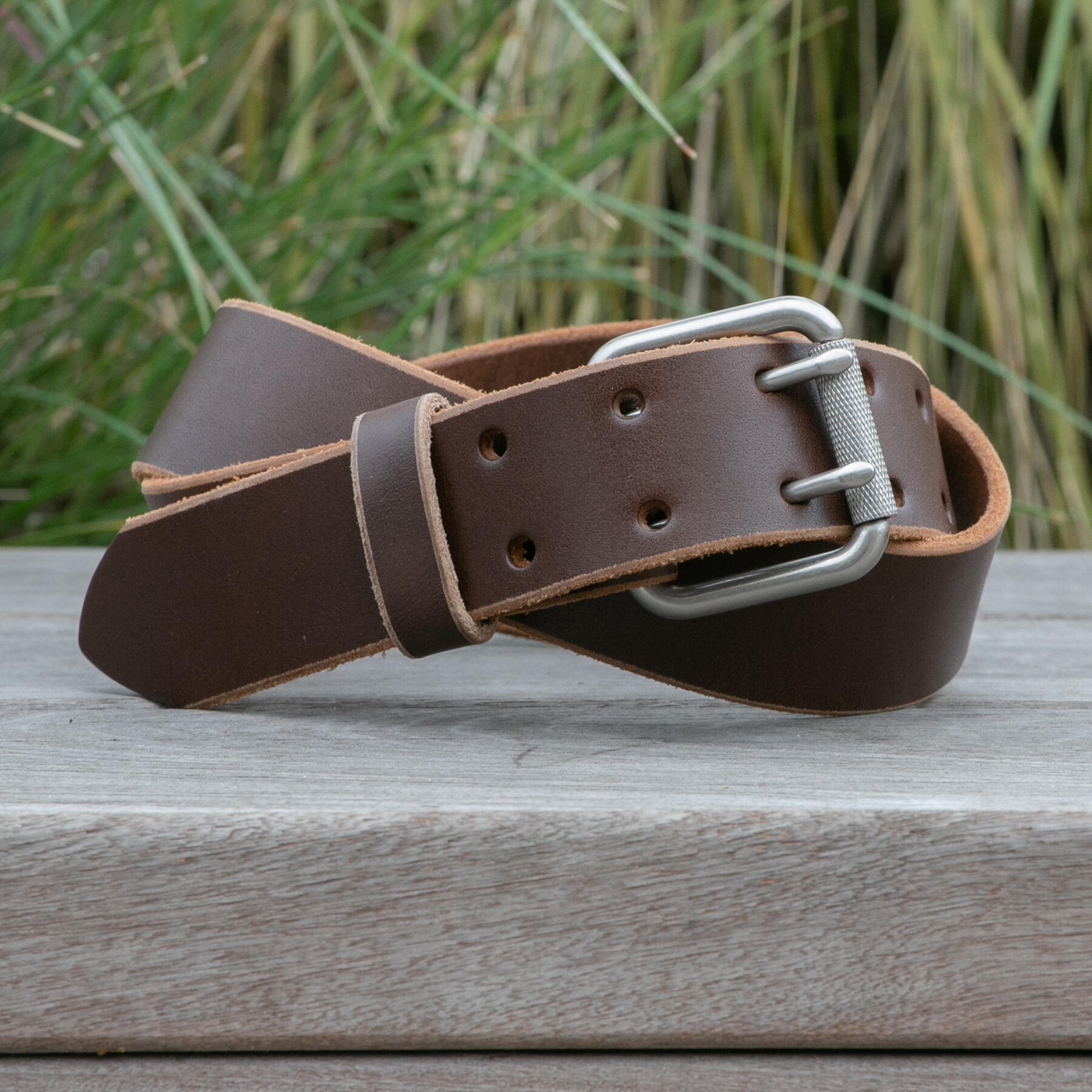 gustin double prong belt - horween latigo brown