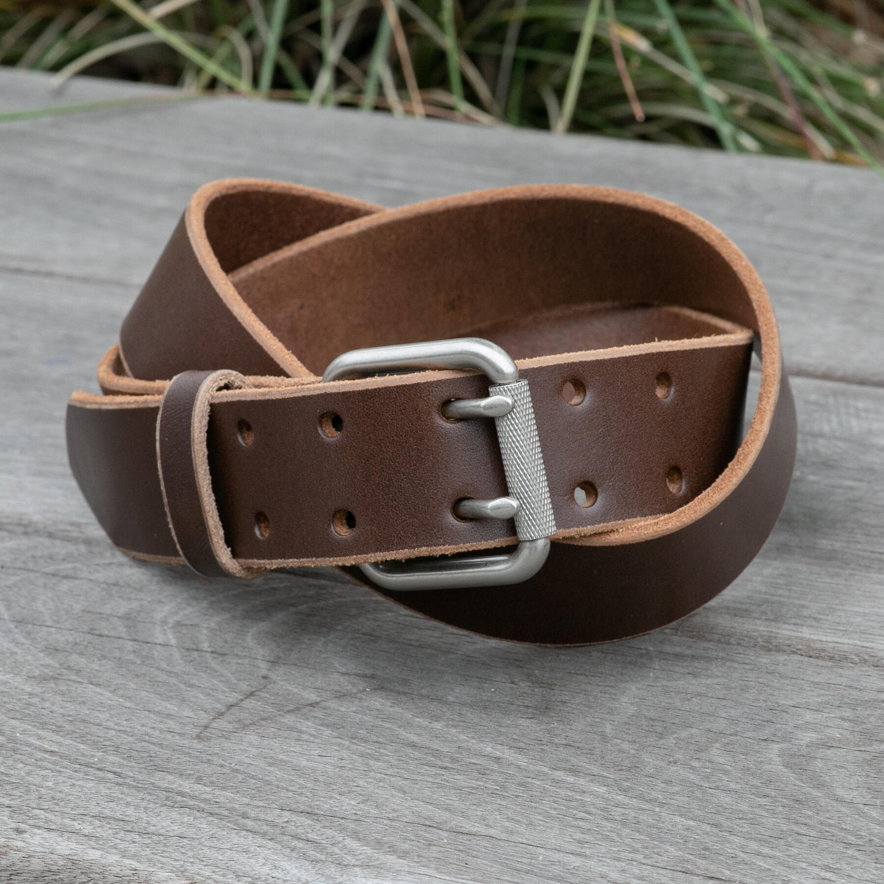 gustin double prong belt - horween latigo brown