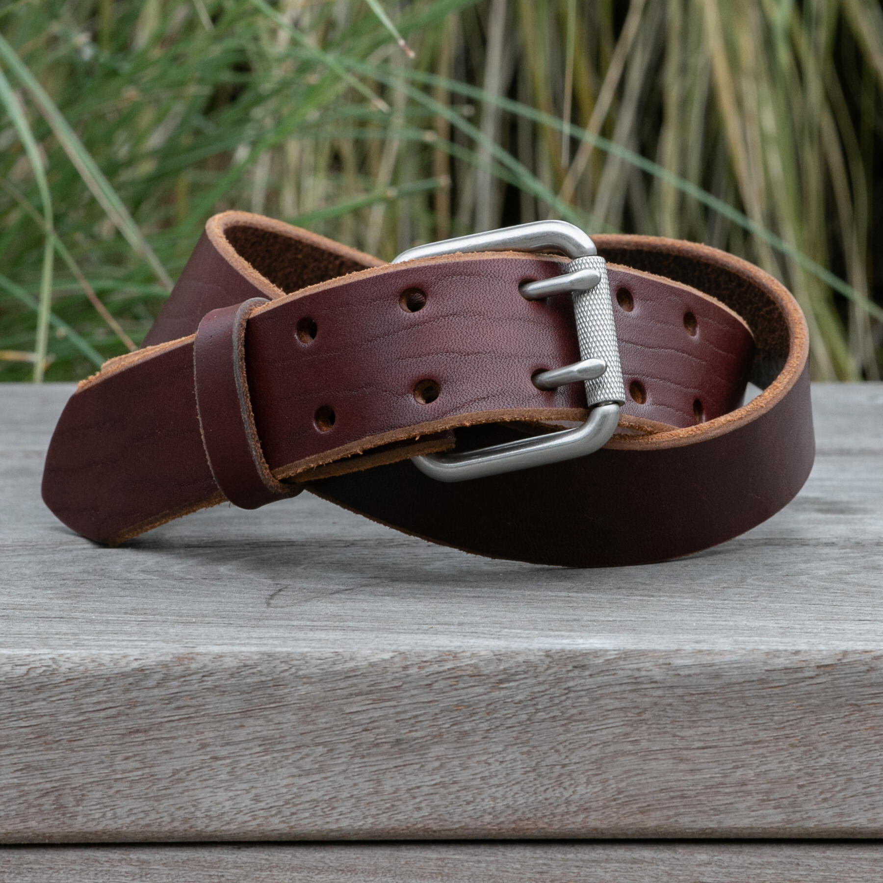 gustin double prong belt - russet
