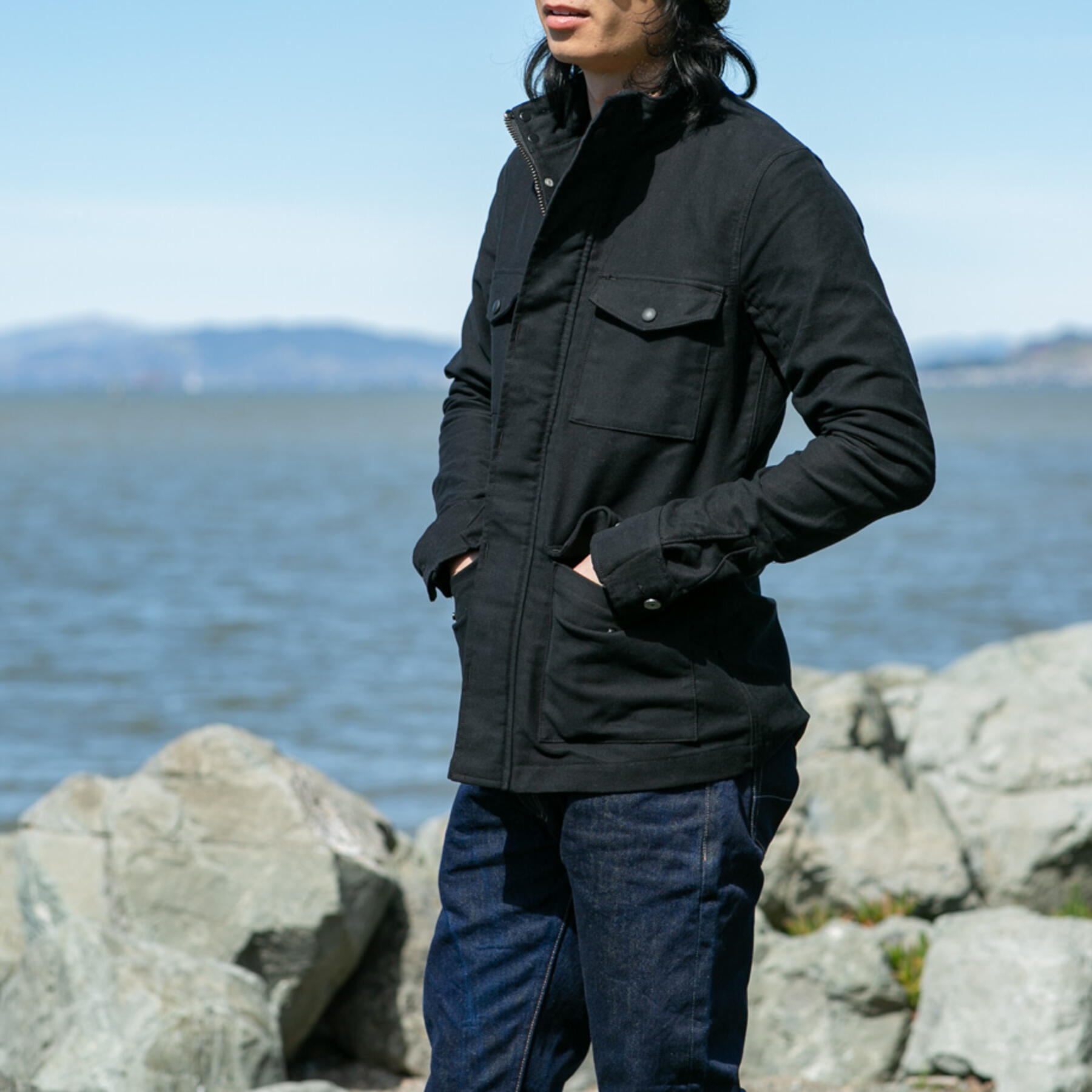 gustin moleskin field jacket - black