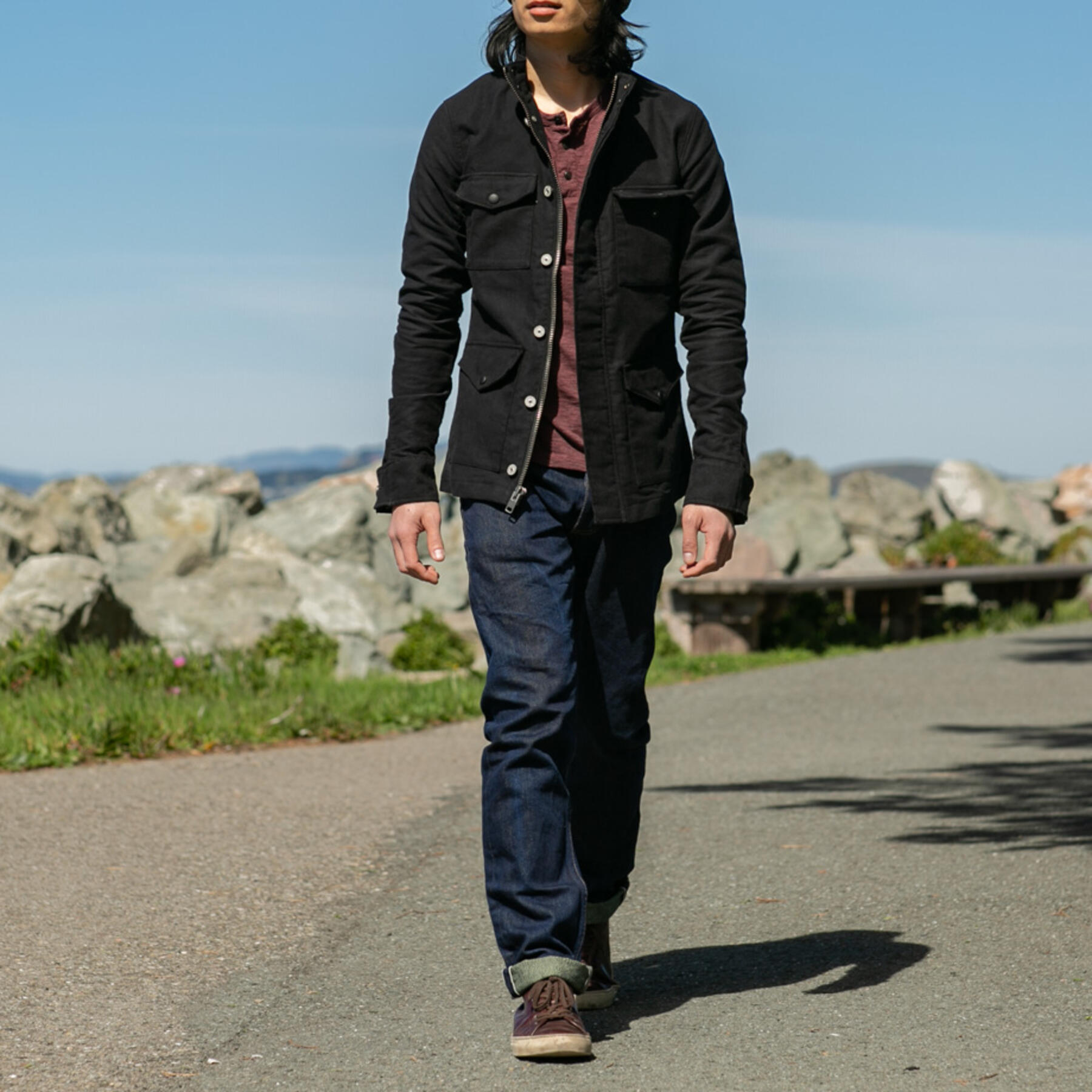gustin moleskin field jacket - black