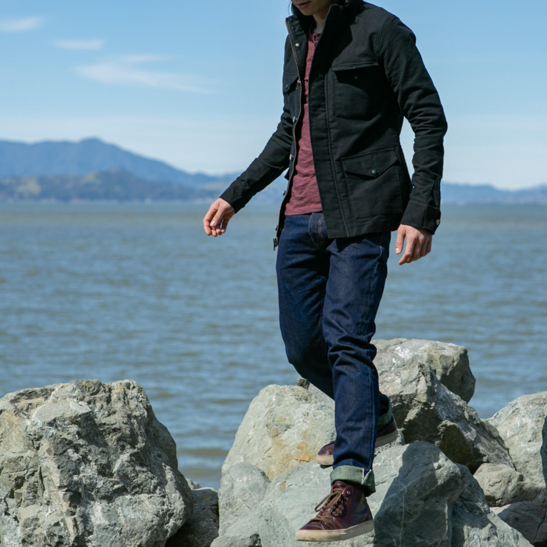 gustin moleskin field jacket - black