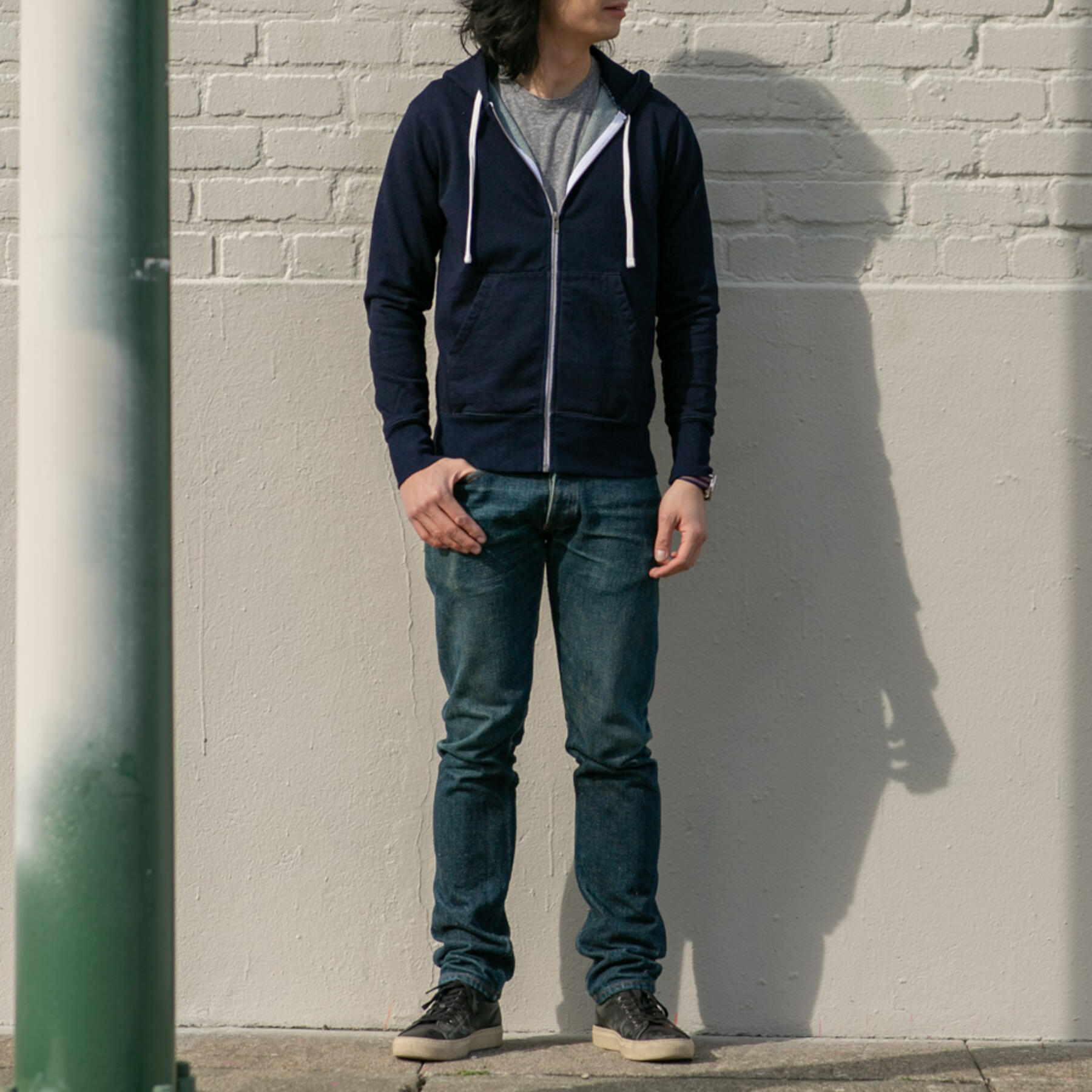 gustin dark indigo zip hoodie