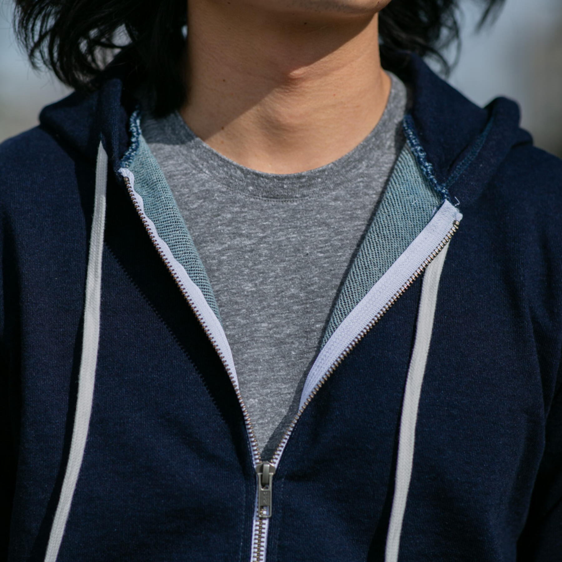 gustin dark indigo zip hoodie