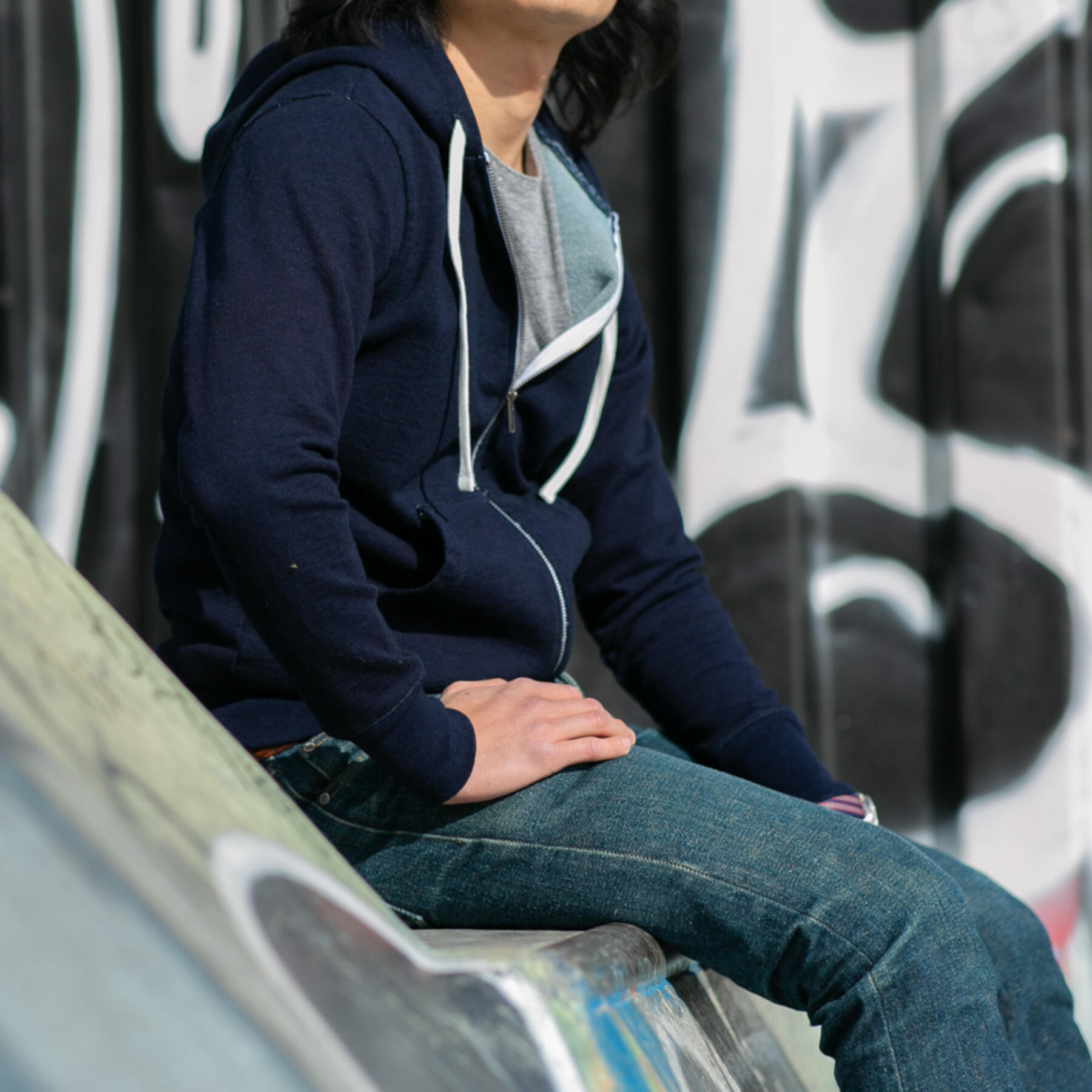 gustin dark indigo zip hoodie