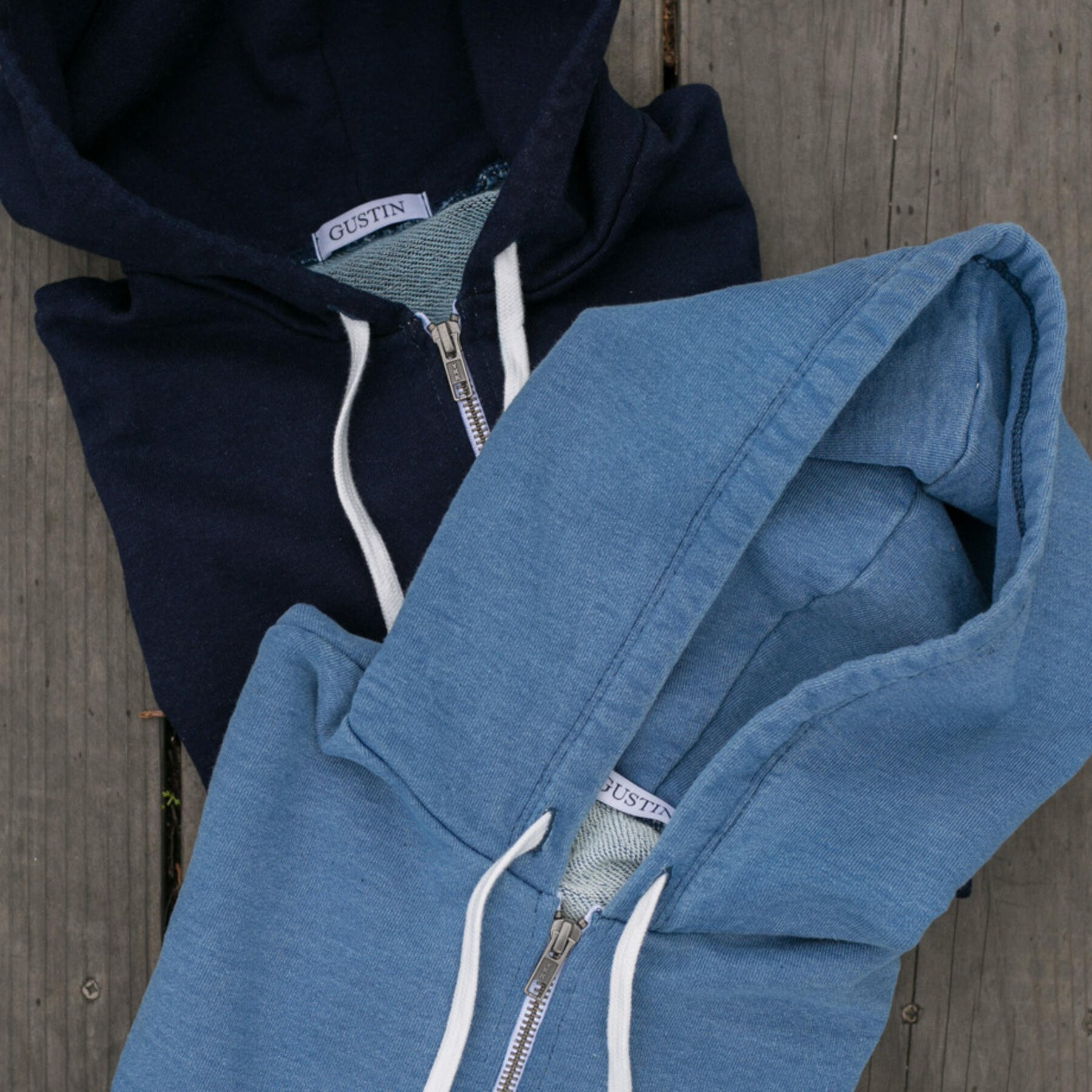 gustin indigo dye zip hoodie 2 pack
