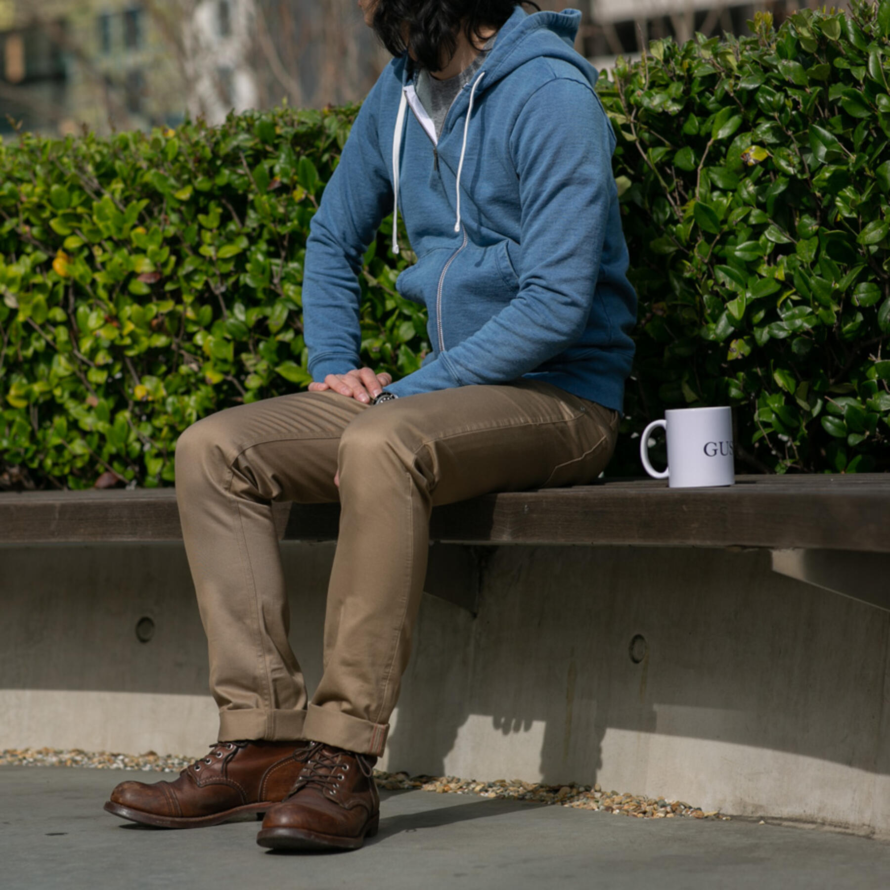 gustin vintage indigo zip hoodie
