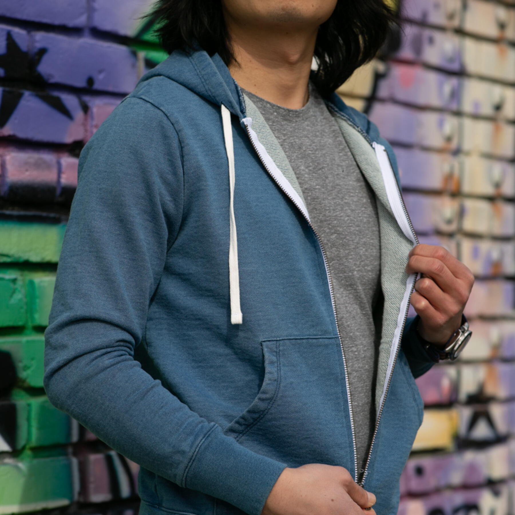 gustin vintage indigo zip hoodie