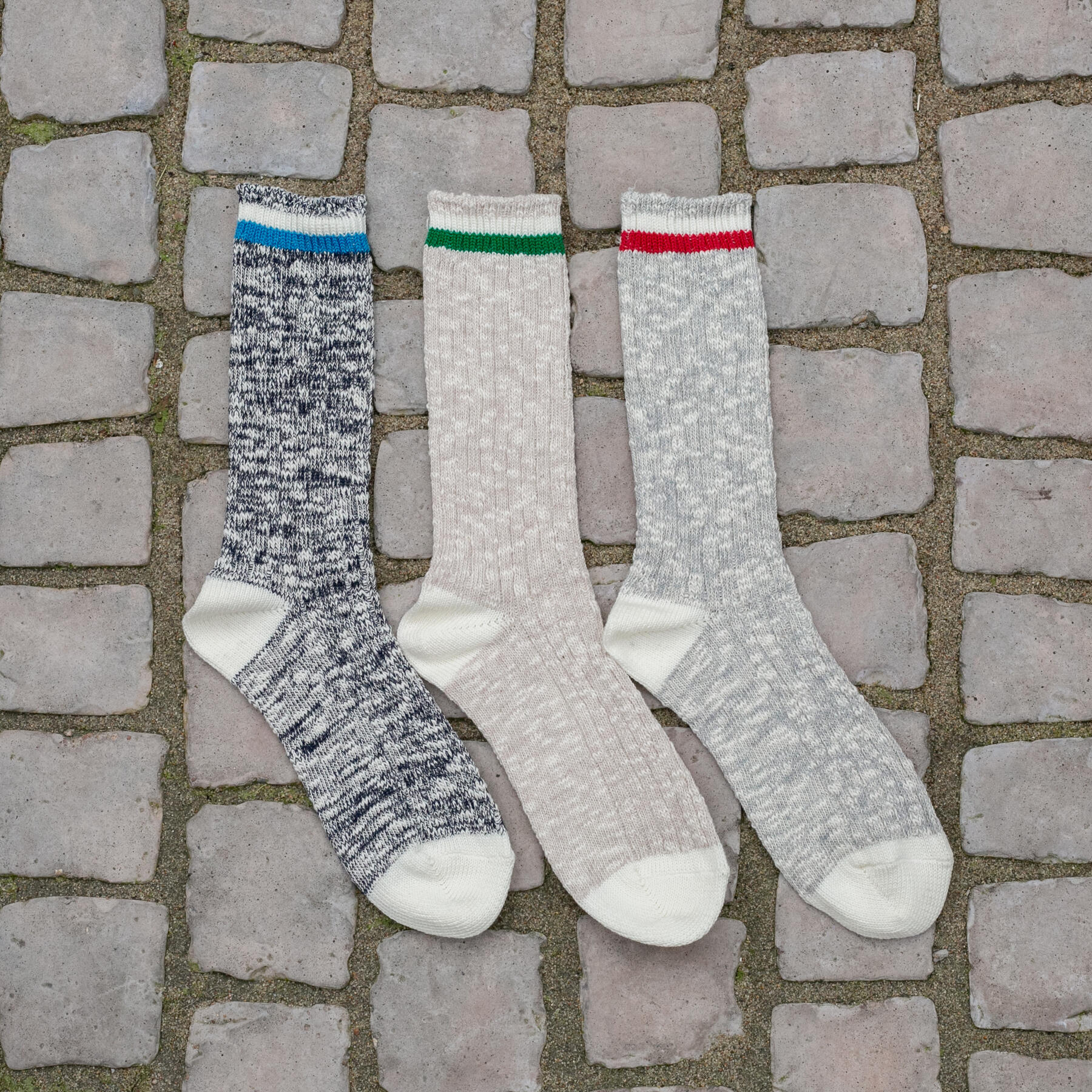 gustin japan upcycled slub stripe sock 3pk