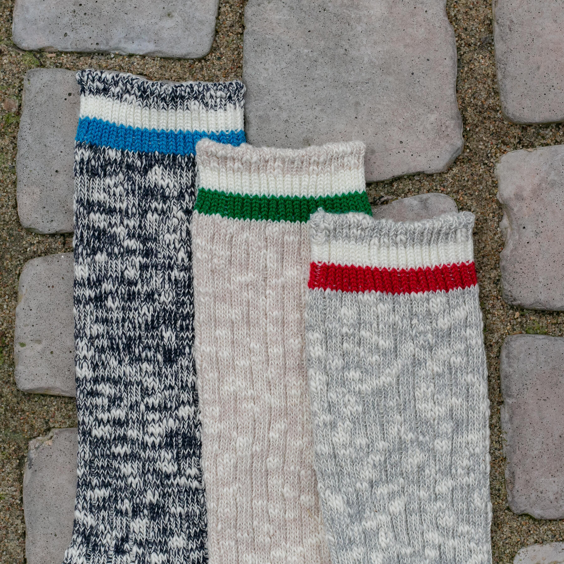 gustin japan upcycled slub stripe sock 3pk