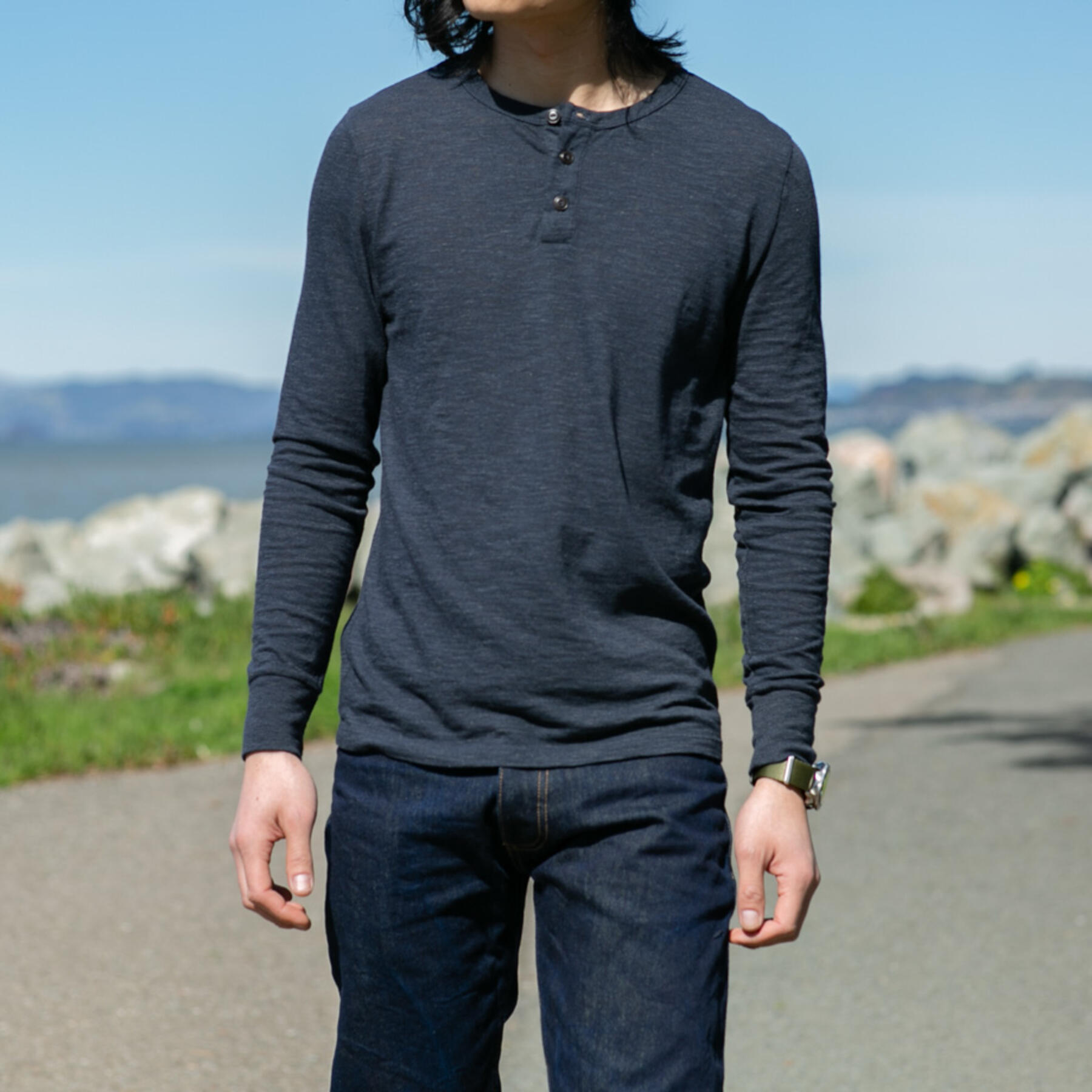 gustin twisted yarn henley - dark ocean