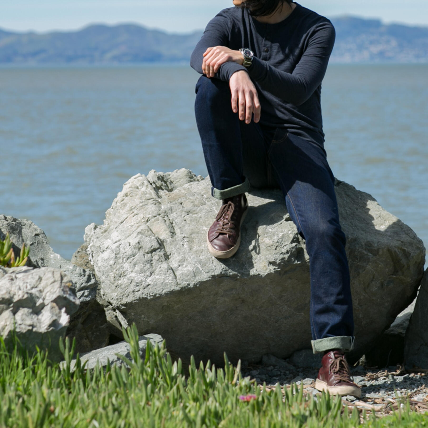 gustin twisted yarn henley - dark ocean