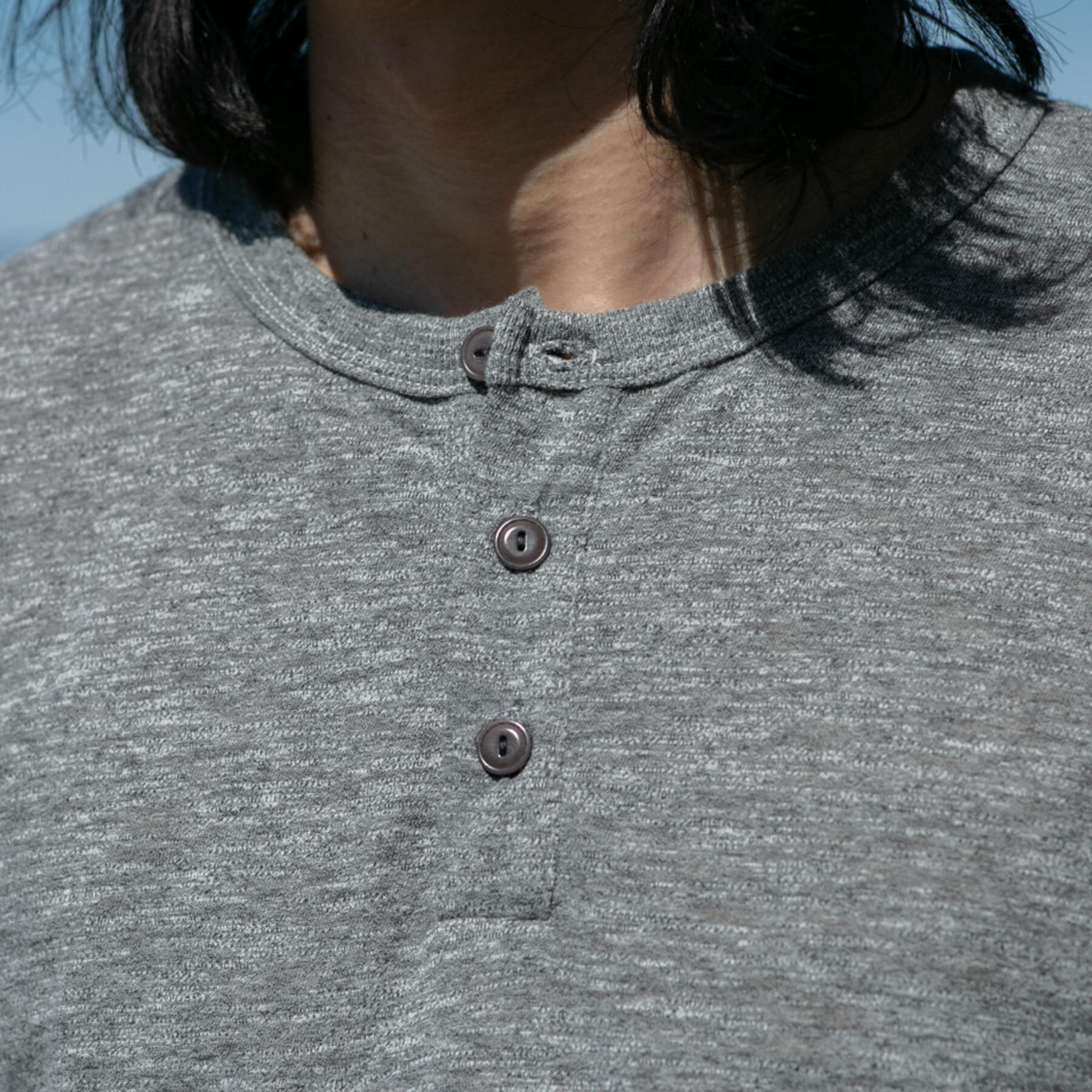gustin twisted yarn henley - heather grey