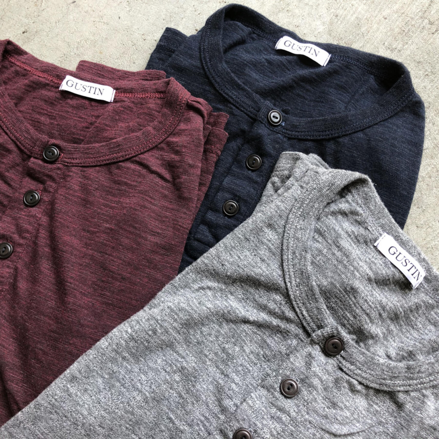 gustin twisted yarn henley 3 pack