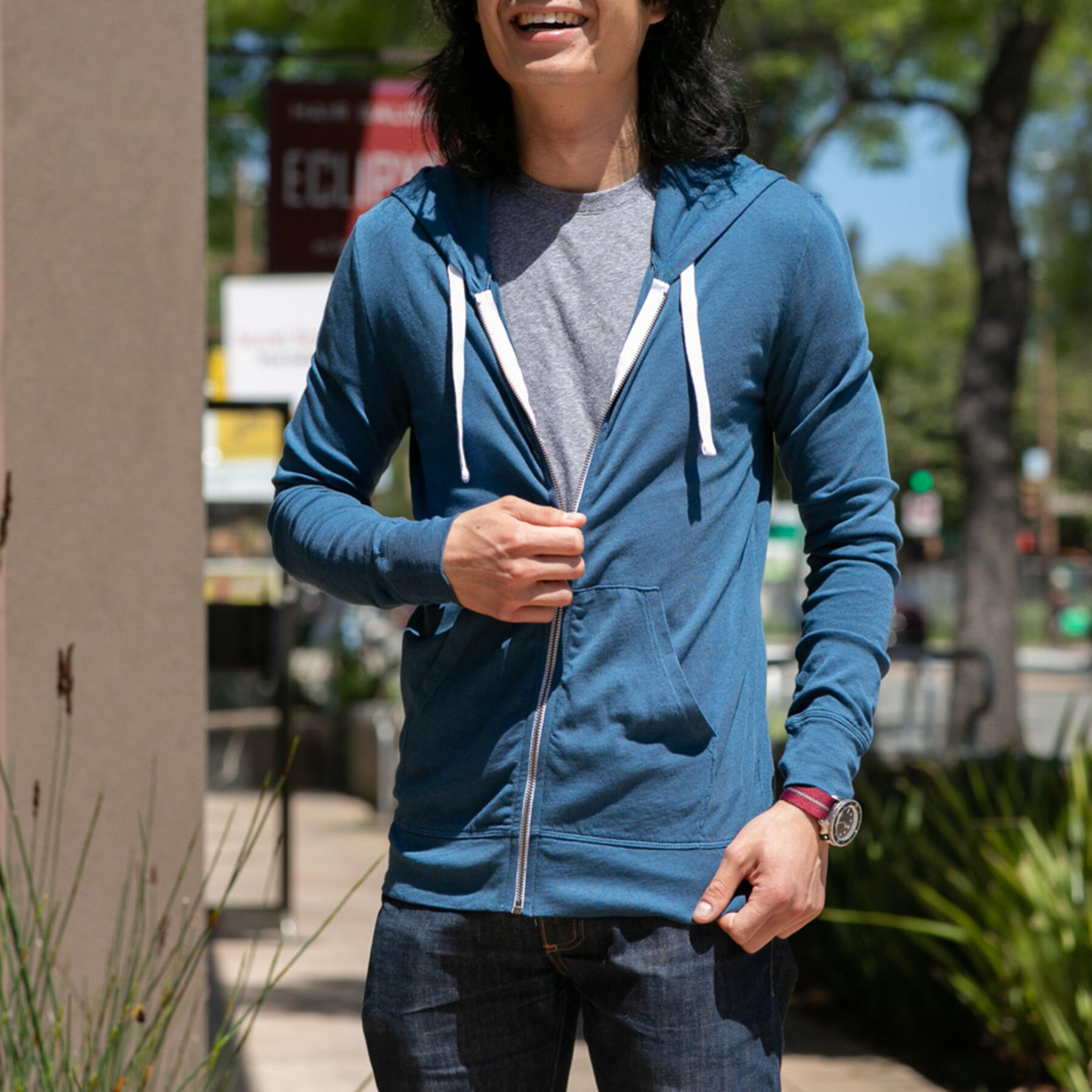 gustin superlight zip hoodie - azure