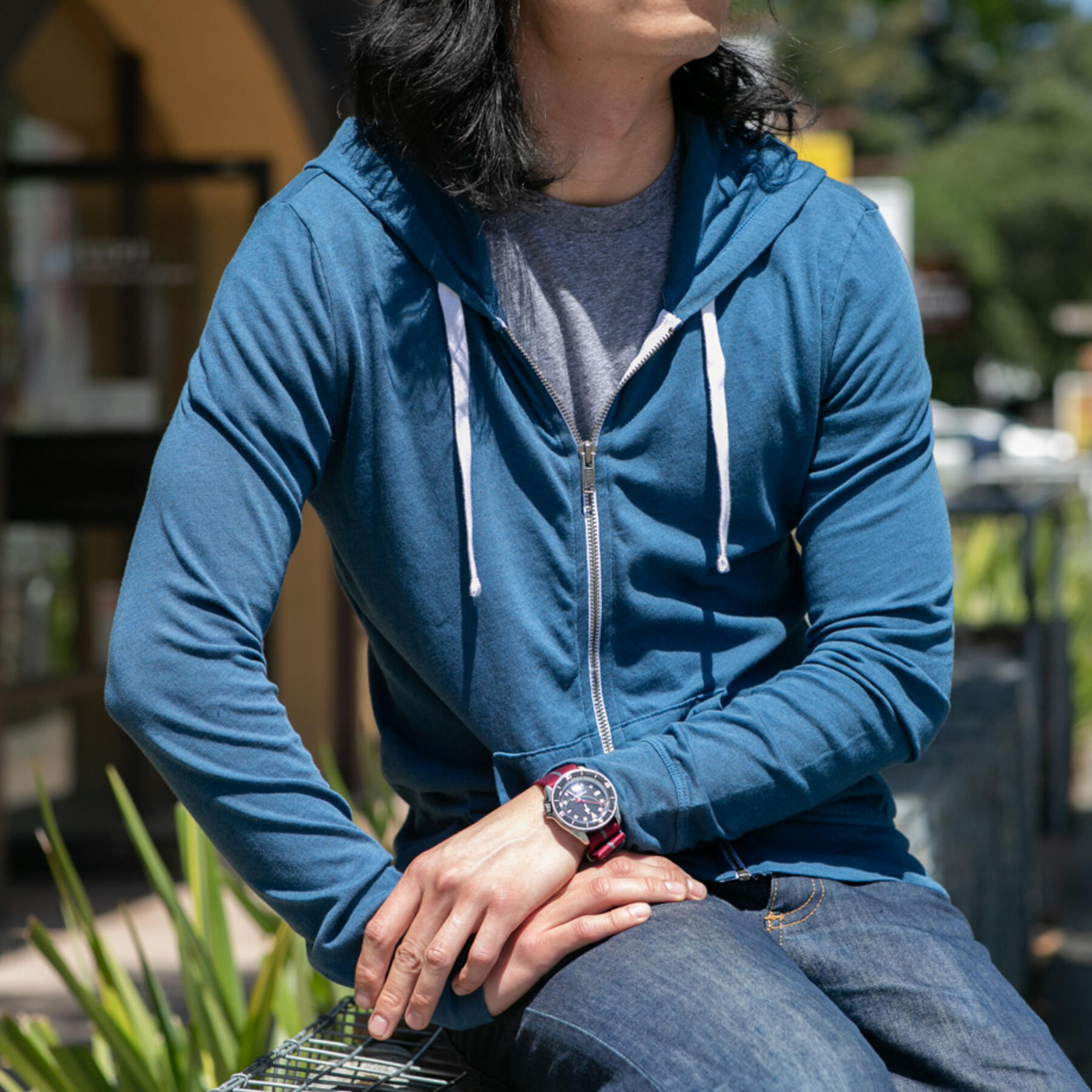 gustin superlight zip hoodie - azure